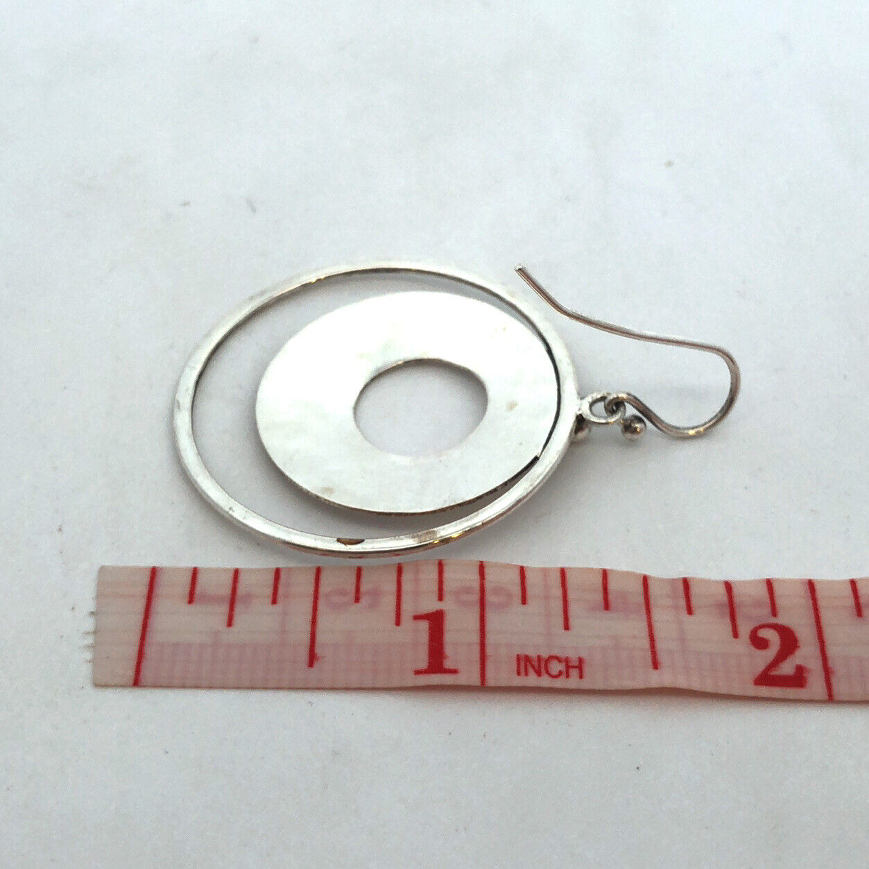 Designer Silpada Sterling Silver Hammered Modernist Round Hook Dangle Earrings
