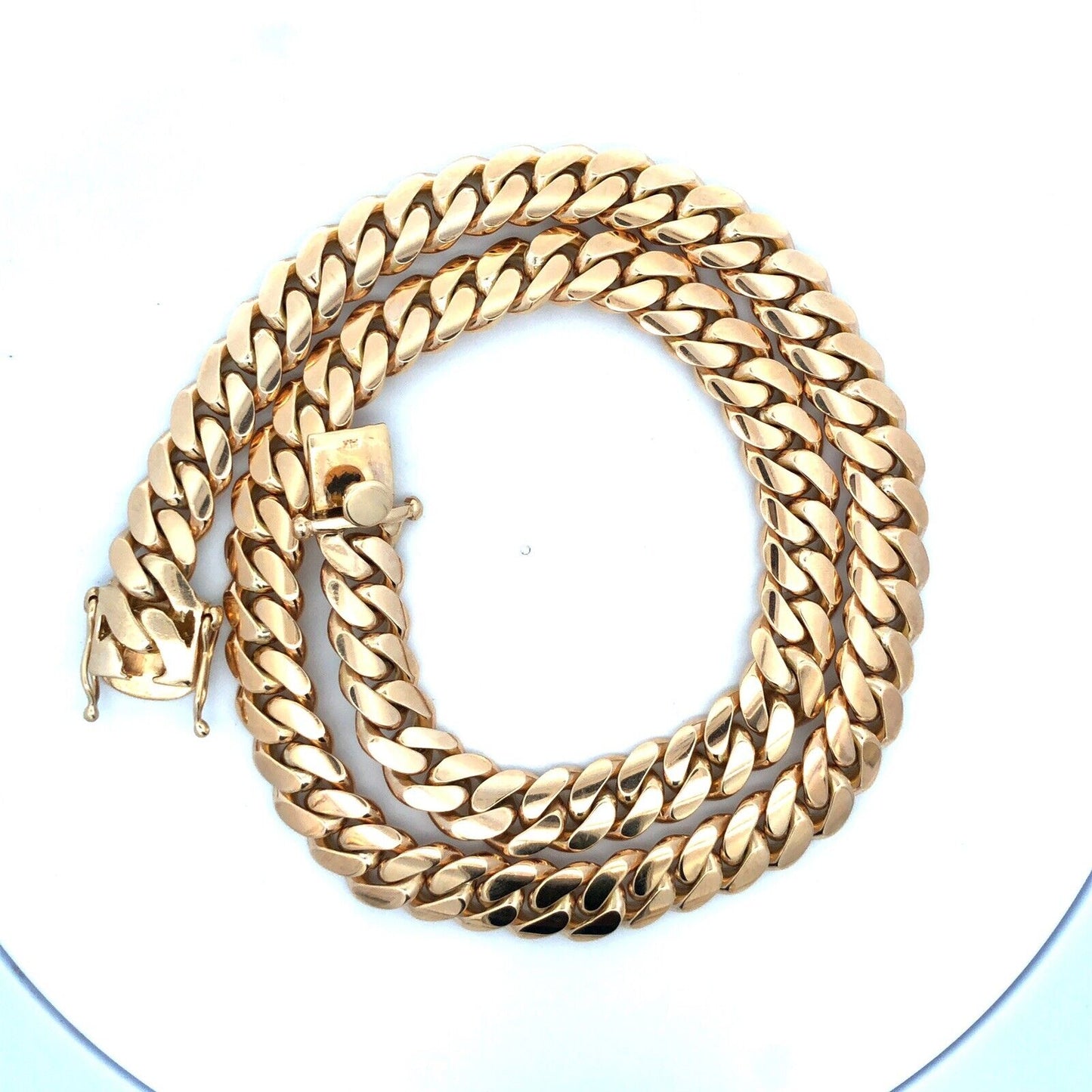 14K Yellow Gold Estate Heavy Weight Chunky Cuban Link Statement Chain Necklace