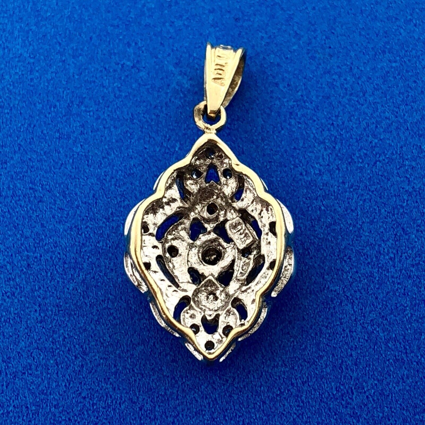Vintage Art Deco Style 10k Yellow White Gold Diamond Pendant