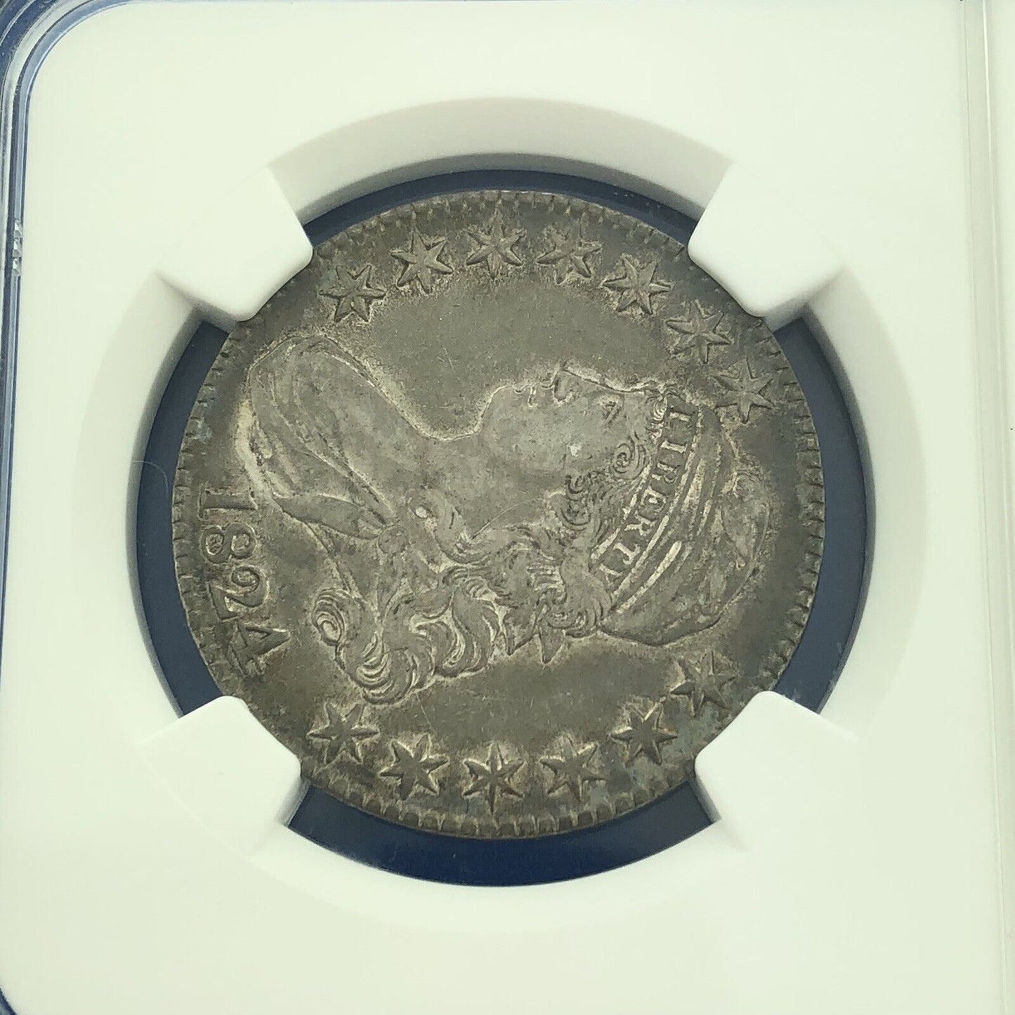 1824 Capped Bust Silver Half Dollar 50c Lettered Edge NGC XF45 Early US Coin