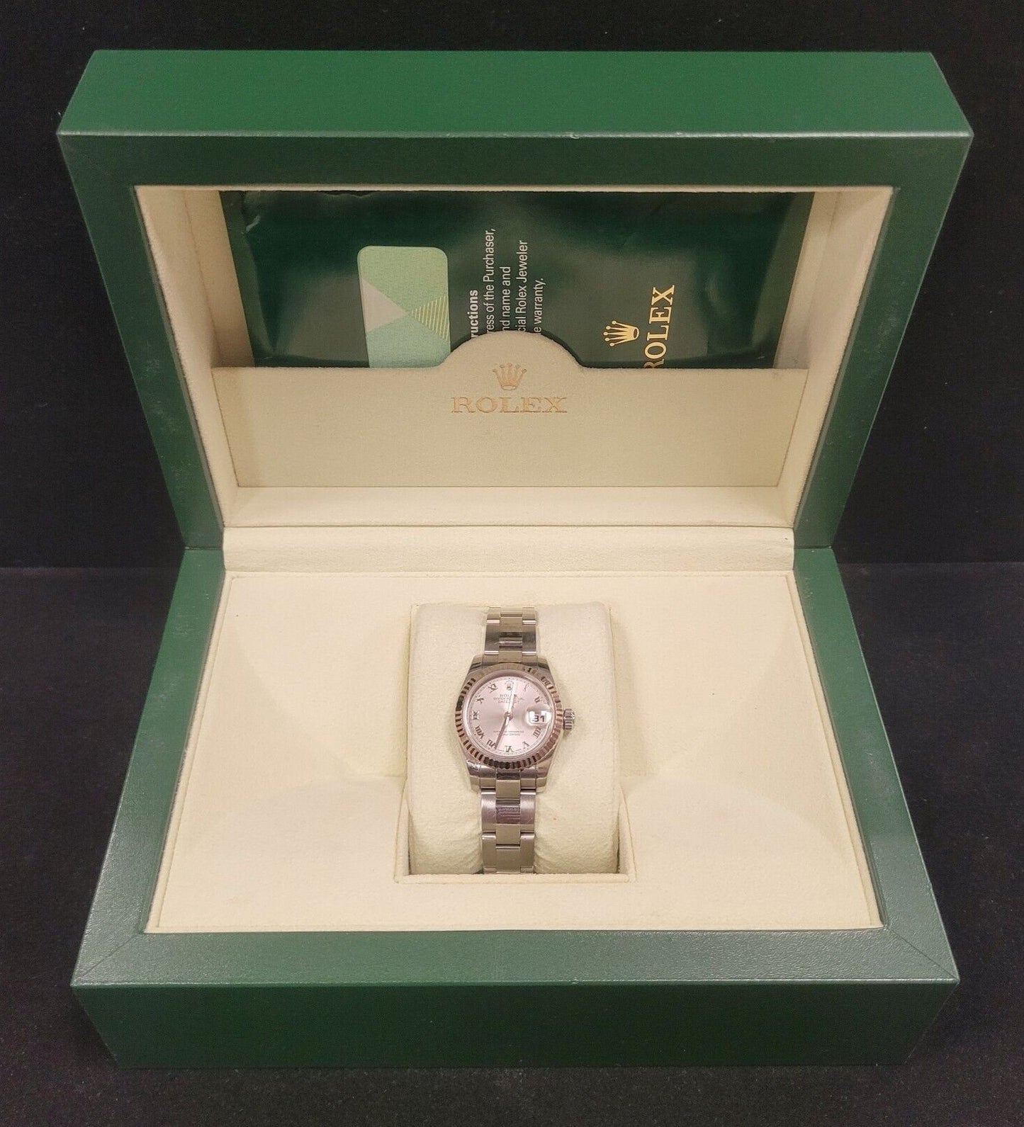 Ladies Rolex Oyster Perpetual Datejust Stainless Rhodium Roman Dial - 179174