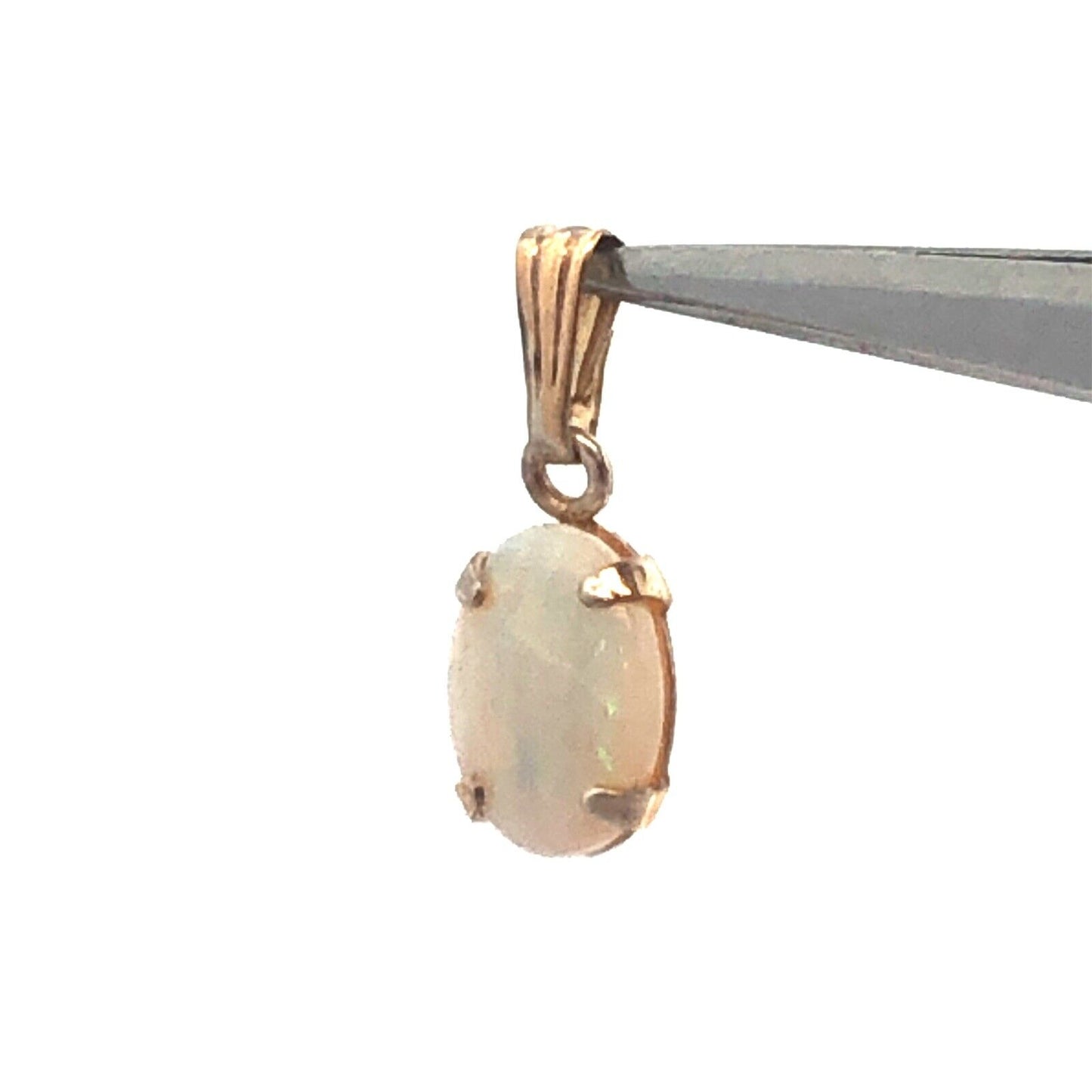 Vintage 14K Yellow Gold Oval Opal October Birthday Sweetheart Pendant