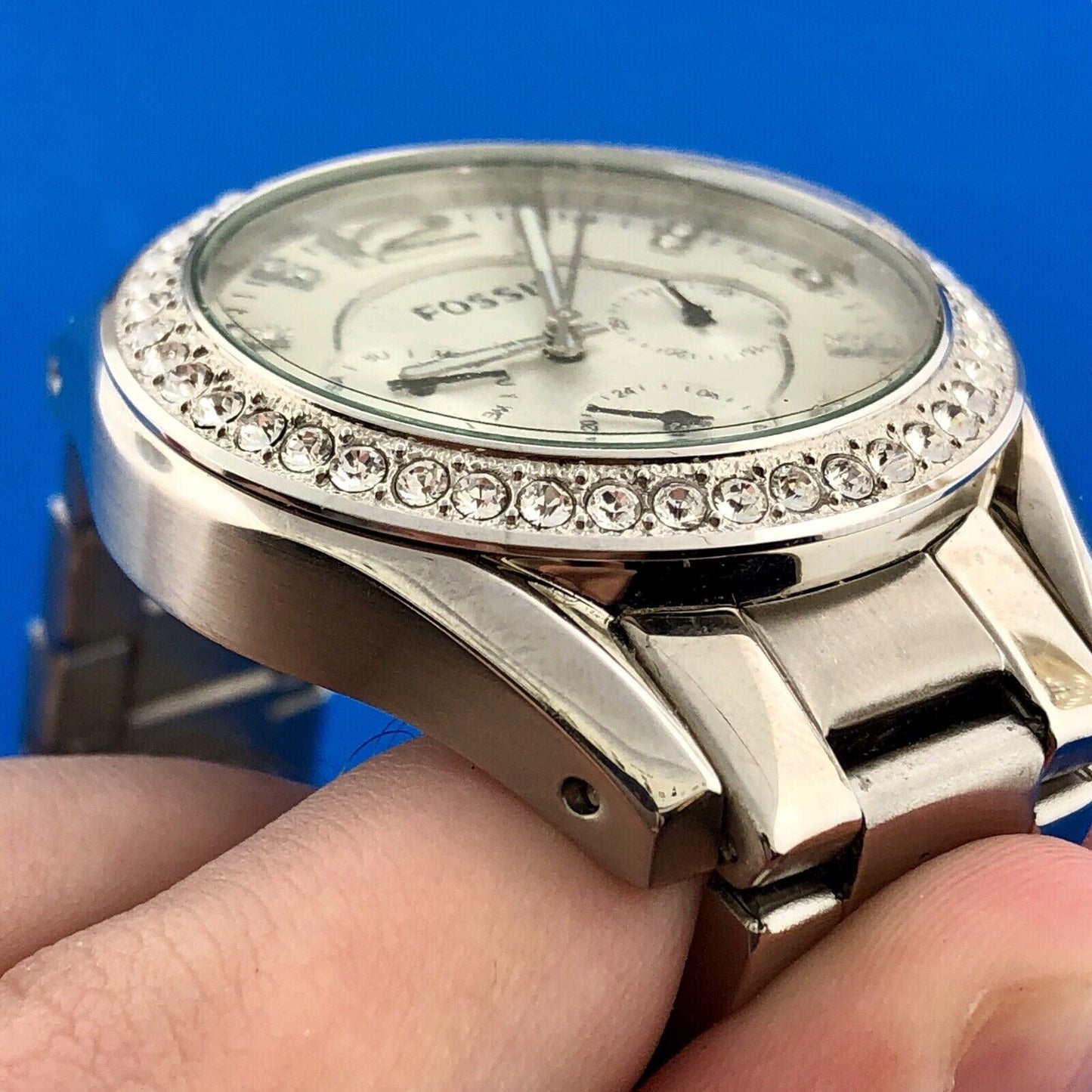 Fossil Ladies Riley Multi Functional ES3202 Chronograph CZ Stainless Steel Watch