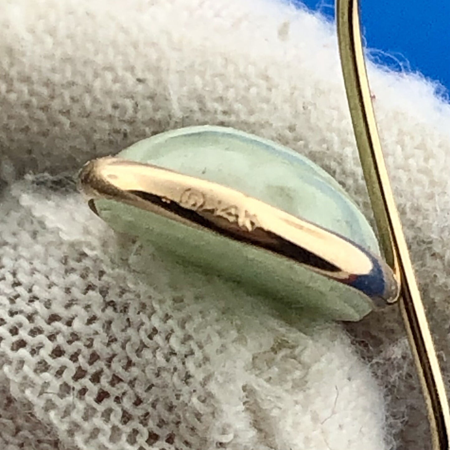 14k Yellow Gold Jade Drop Earrings