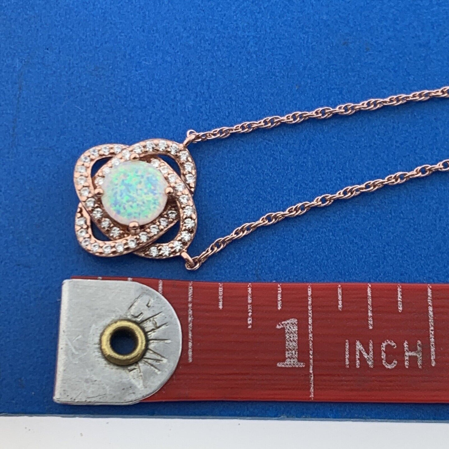 Jacmel Mauritius JCM 925 Sterling Silver Rose Tone Opal Cubic Zirconia Necklace