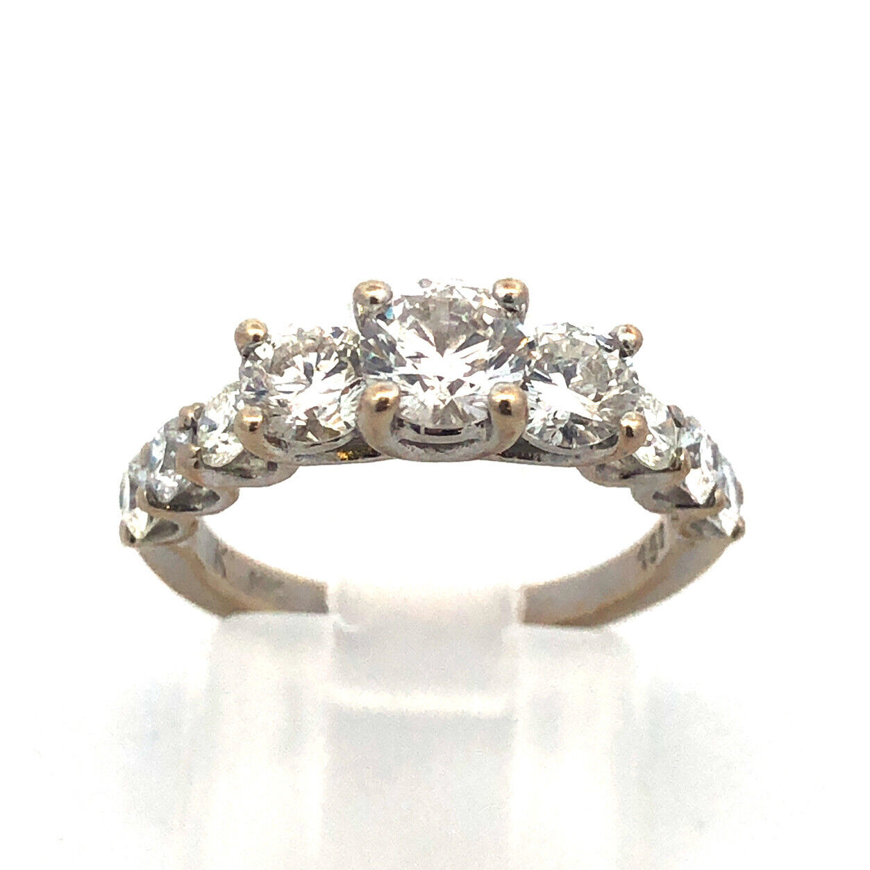 Designer 14K White Gold Diamond Trio With Accents Waterfall Engagement Ring