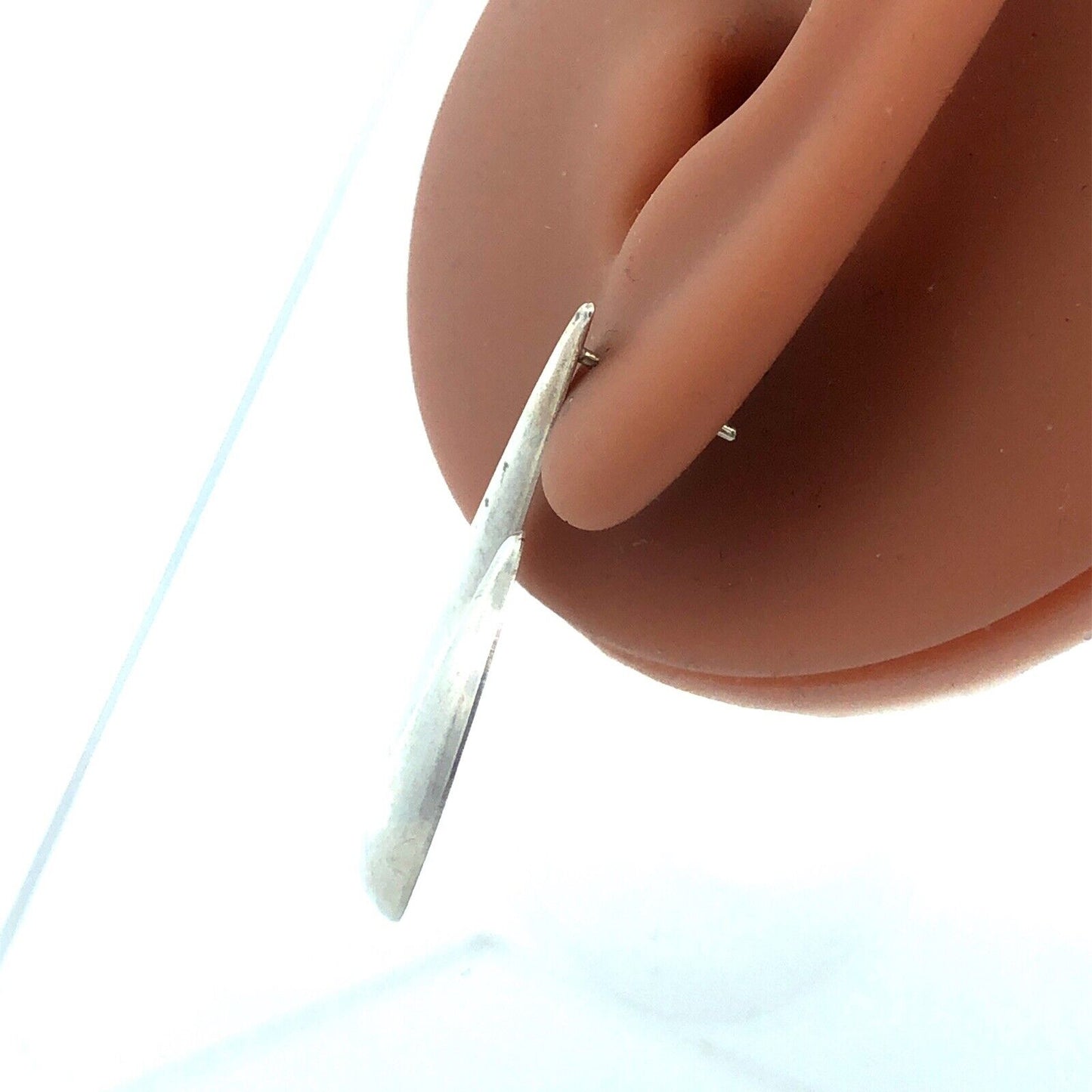 Estate 925 Sterling Silver 3D Modernist Wave Hook Statement Stud Earrings
