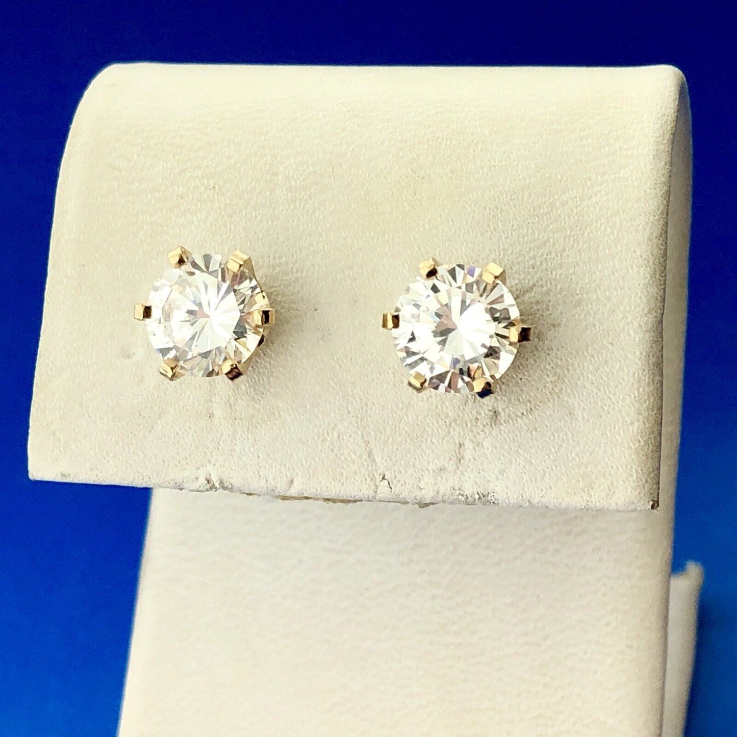 14k Yellow Gold Ladies CZ Cubic Zirconia Stud Earrings 5.06 Carat ct