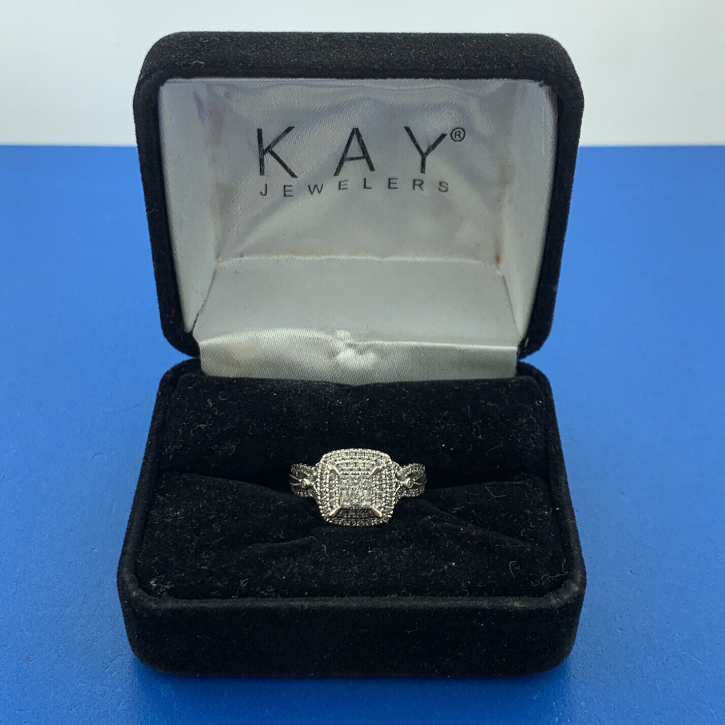 Kays Jewelers 10K White Gold Princess Diamond Top Double Halo Engagement Ring