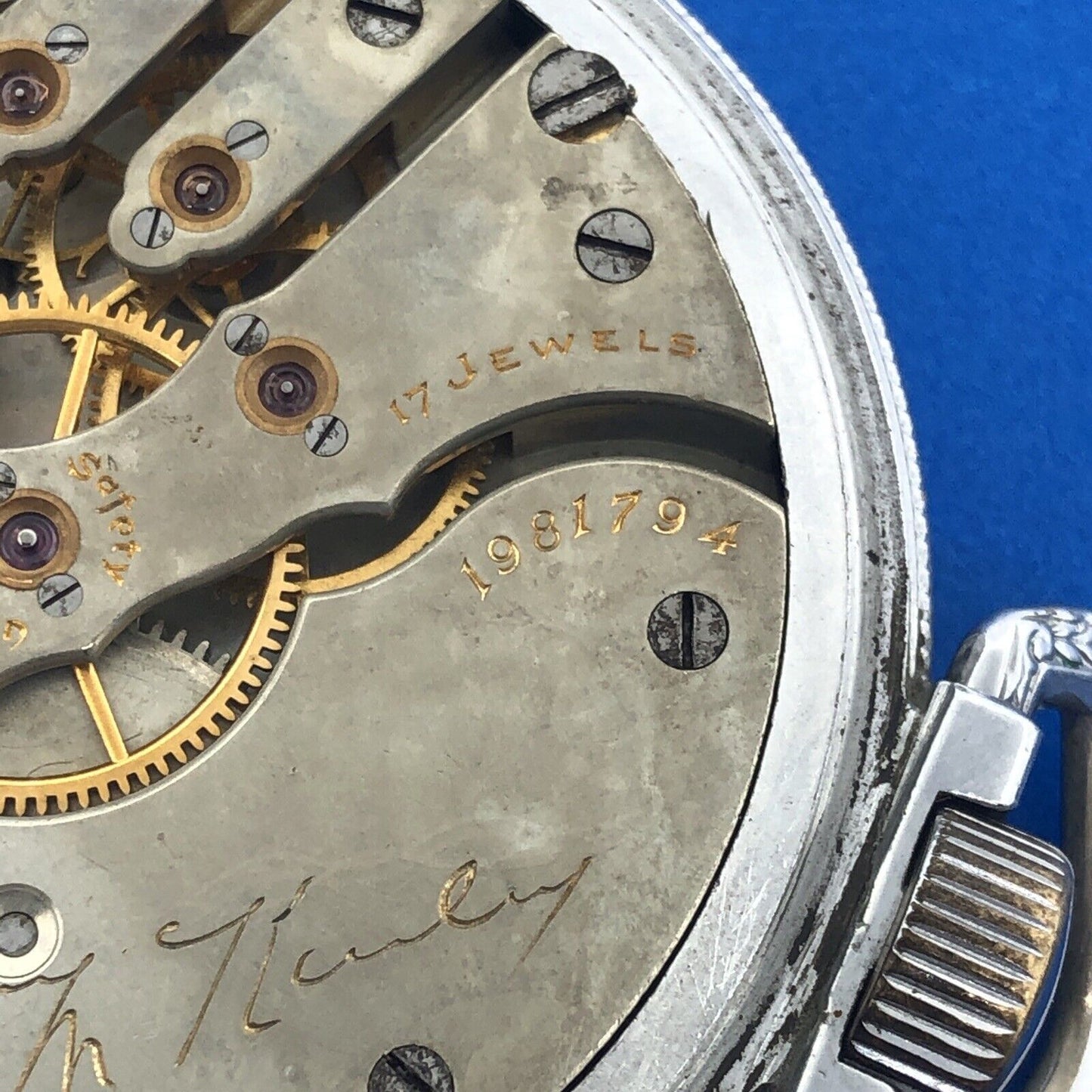 1904 Hampden William McKinley Grade Model 4 17j Silver Tone Pocket Watch Working