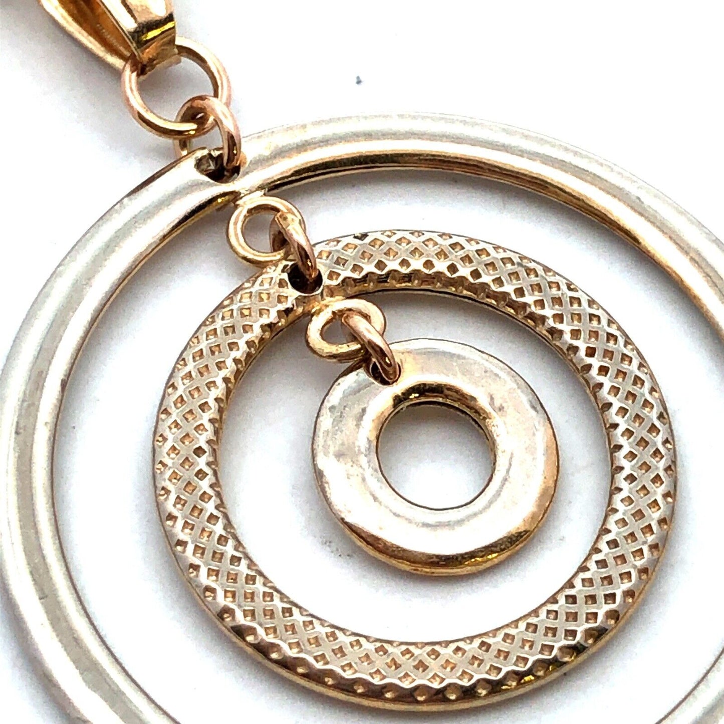 Estate ZRW Italy 14K Yellow White Gold Modernist Infinity Triple Circle Necklace