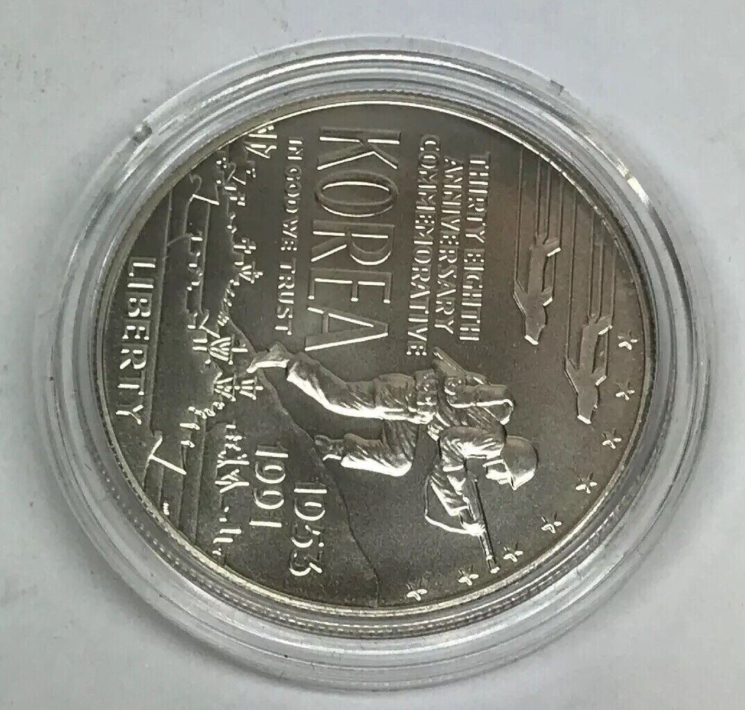 1991 D Korean War Memorial Commemorative BU Silver Dollar OMP/COA