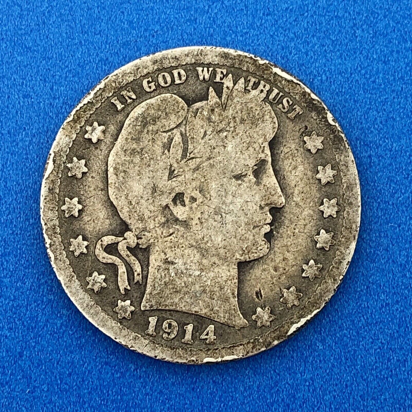 1914 S Silver Barber Quarter $.25 Better Key Date San Francisco Coin Rare Scarce