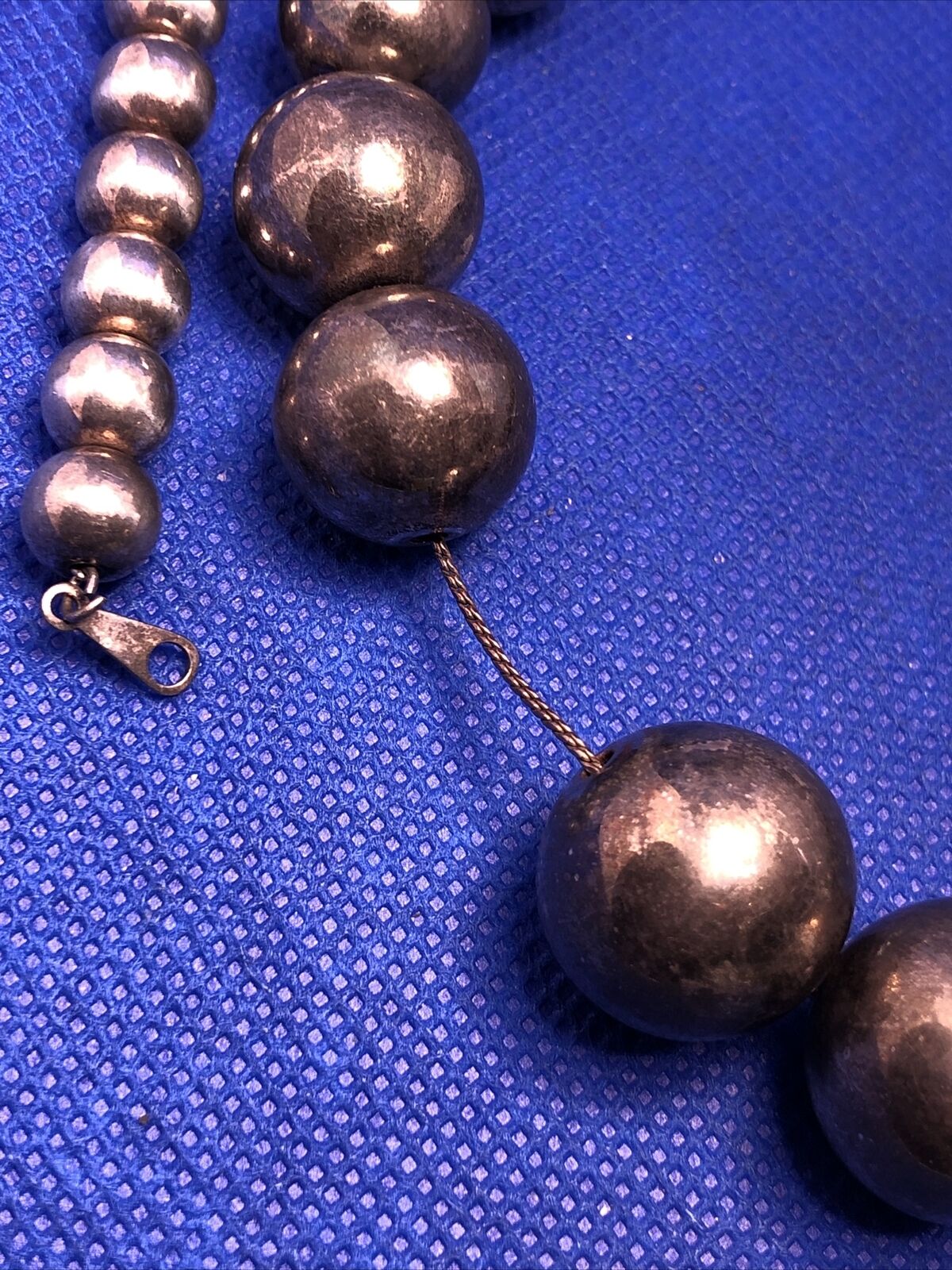 Vintage 1980's Silver-Tone Graduated Ball Beaded Statement Necklace Lot of Two