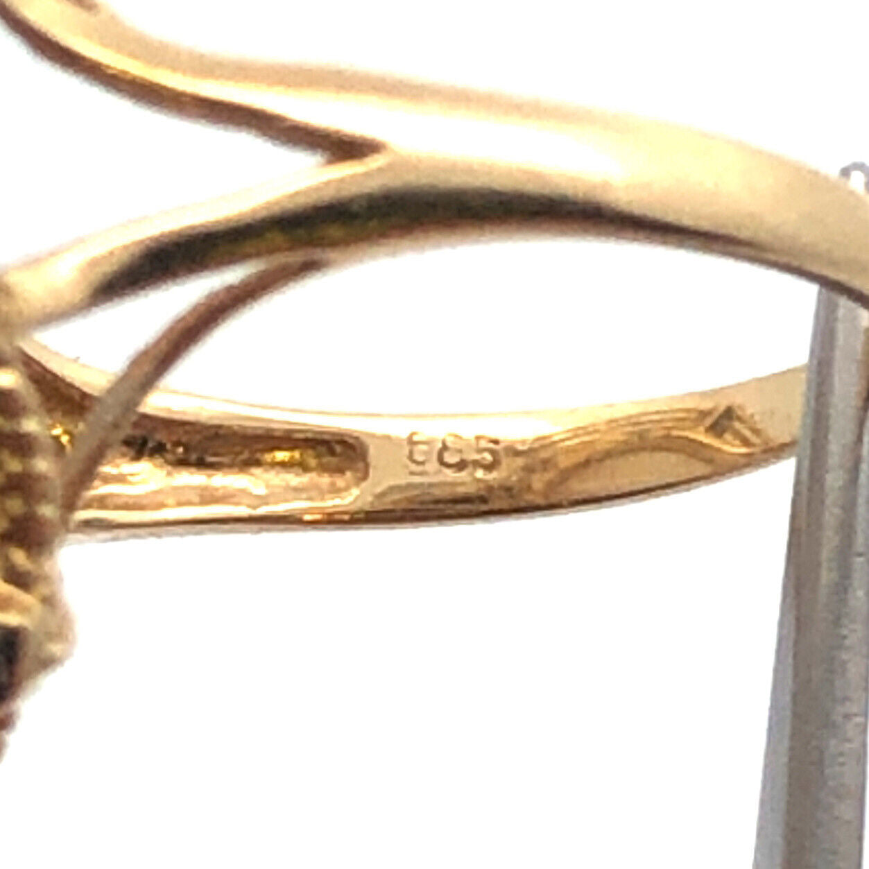 Gorgeous 14k Yellow Gold Mabe Pearl Wavy Braid Diamond Accent Ring Size 6.75