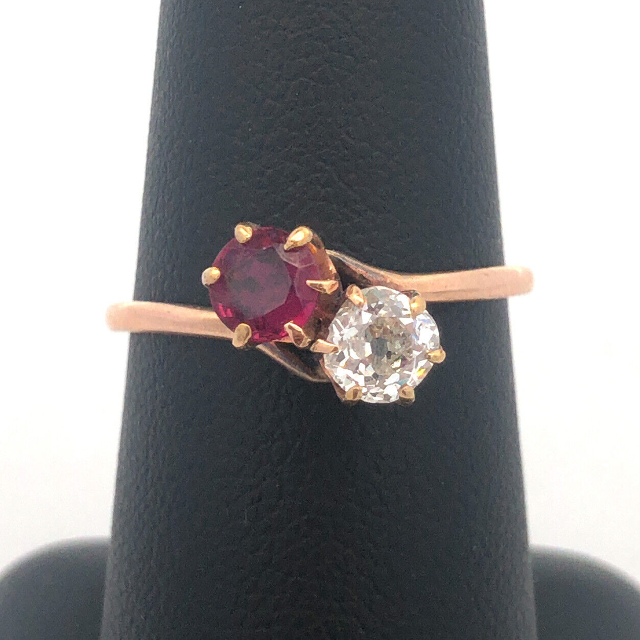 Stunning 14K Yellow Gold Diamond Ruby Duo Engagement Anniversary Cocktail Ring