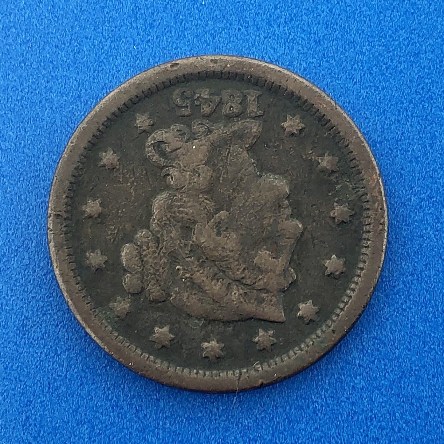 1845 Braided Hair Large Cent 1c Penny Philadelphia Mint Early American Copper