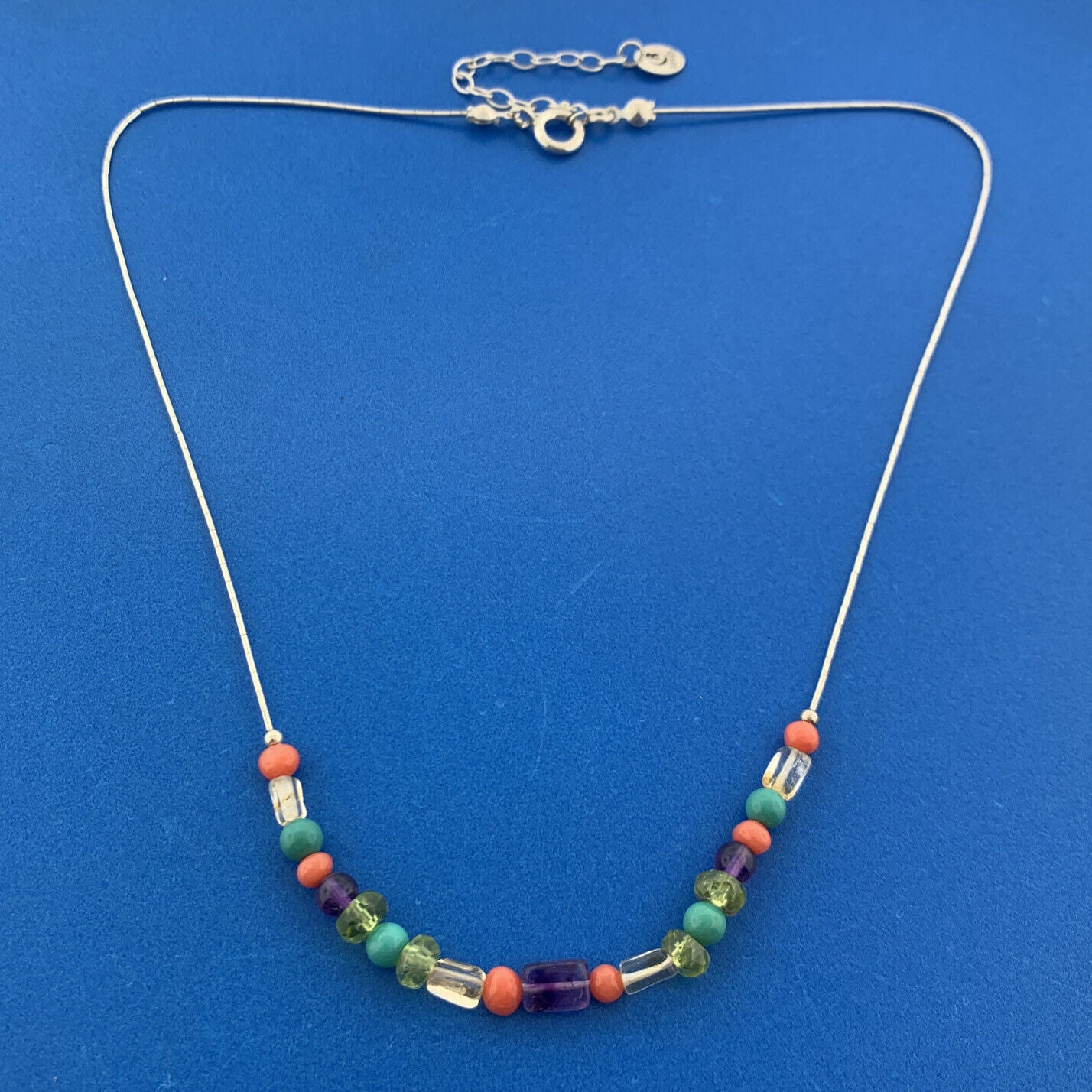 Carolyn Pollack Sterling Silver 925 Liquid Silver Gemstone 17" Strand Necklace