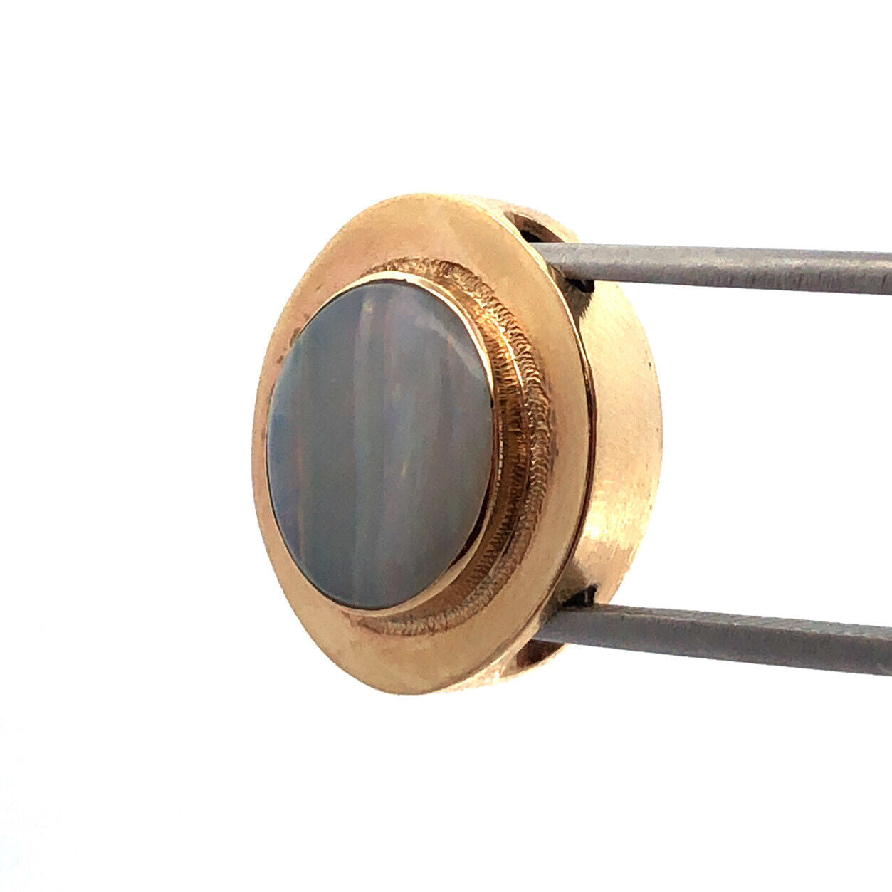 Vintage 10K Yellow Gold Oval Opal Slide Bracelet Charm