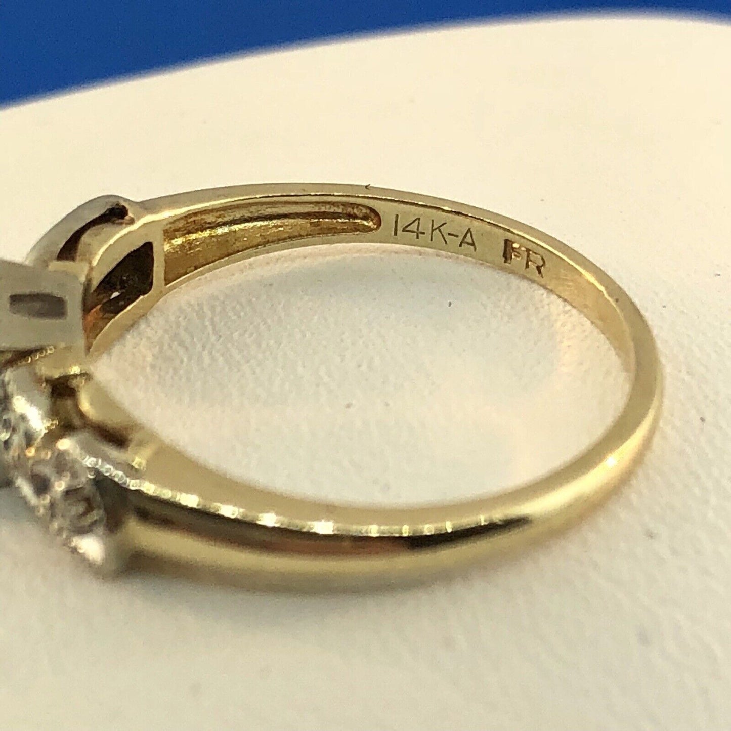 Art Deco 14K Yellow White Gold Diamond Hearts Beads Scroll Engagement Ring