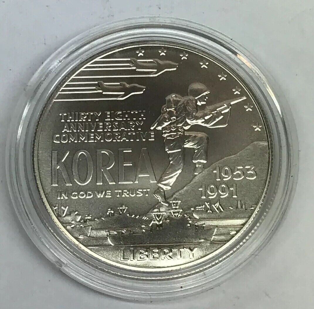1991 D Korean War Memorial Commemorative BU Silver Dollar OMP/COA