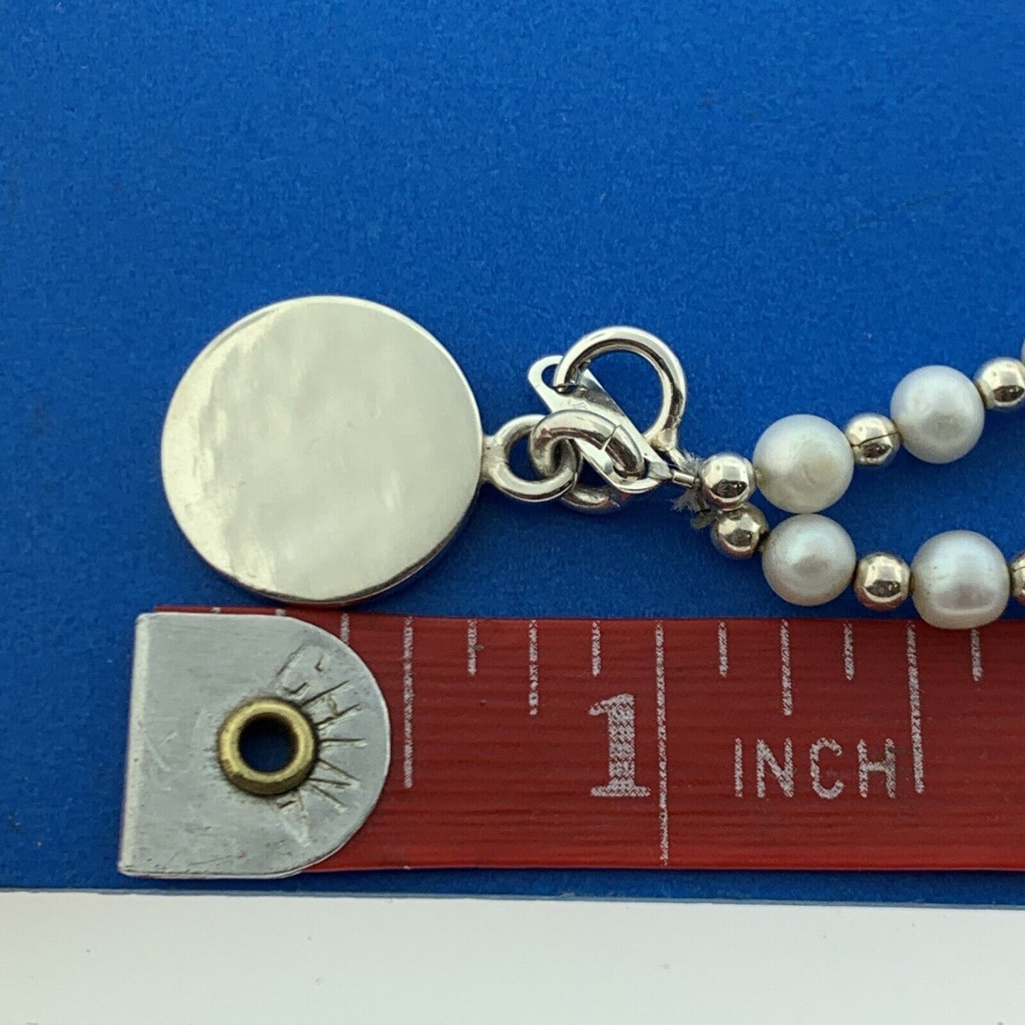 Designer JORDAN Sterling Silver 925 Engraveable White Pearl 7" Strand Bracelet