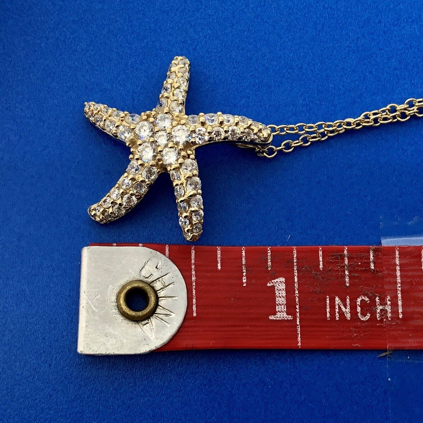 Designer Sterling Silver 925 Vermeil Cubic Zirconia CZ Starfish Necklace