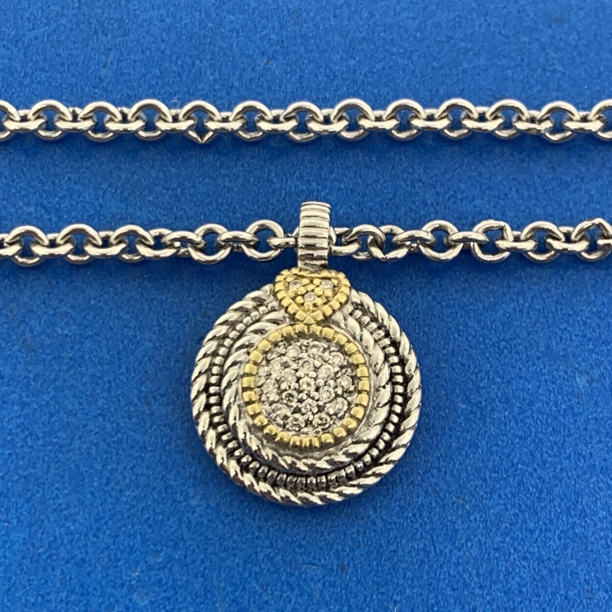 Judith Ripka JR 18K Gold Sterling Diamond Lenox Collection Enhancer w/Chain NWT