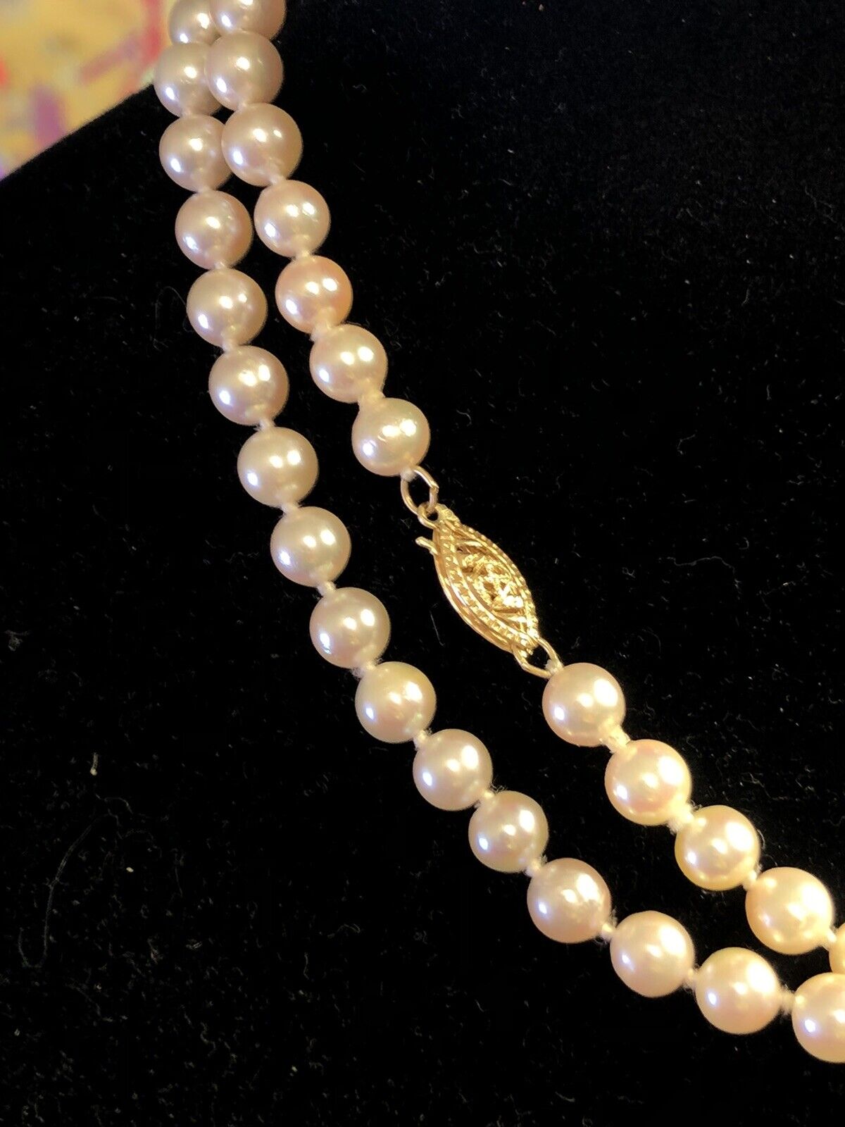 Estate 14KT Yellow Gold White Pearl June Anniversary Wedding Necklace