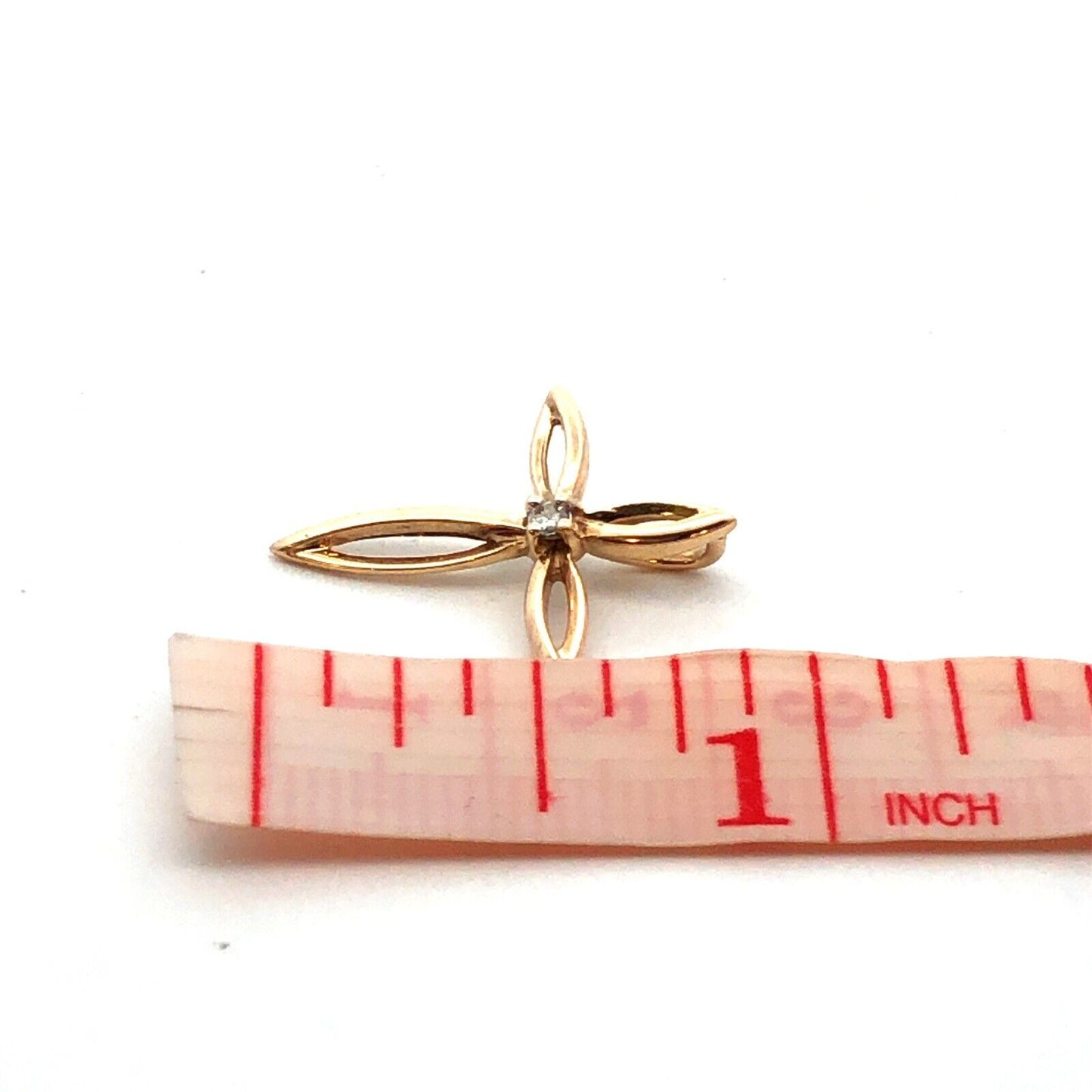 Designer P 10K Yellow Gold Round Diamond Solitaire Infinity Cross Pendant