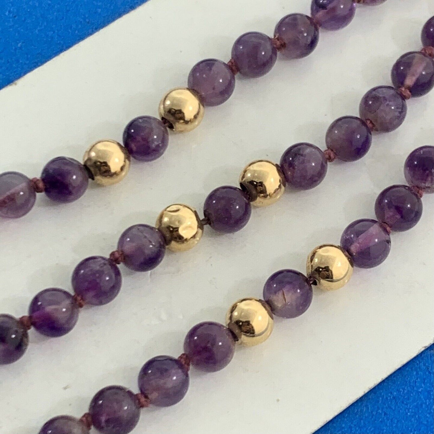 Designer 14K Yellow Gold Amethyst Bead Healing Spiritual Awareness Necklace