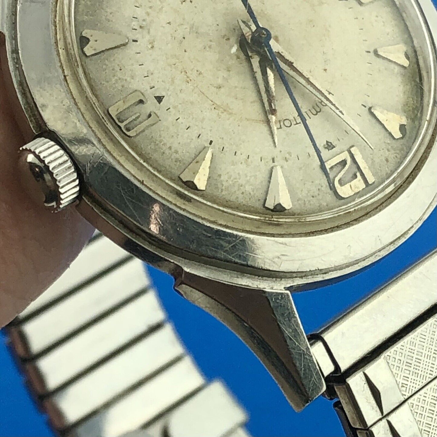 Mid Century Hamilton Automatic Mens Stainless Steel 17j Grade 661 Wrist Watch