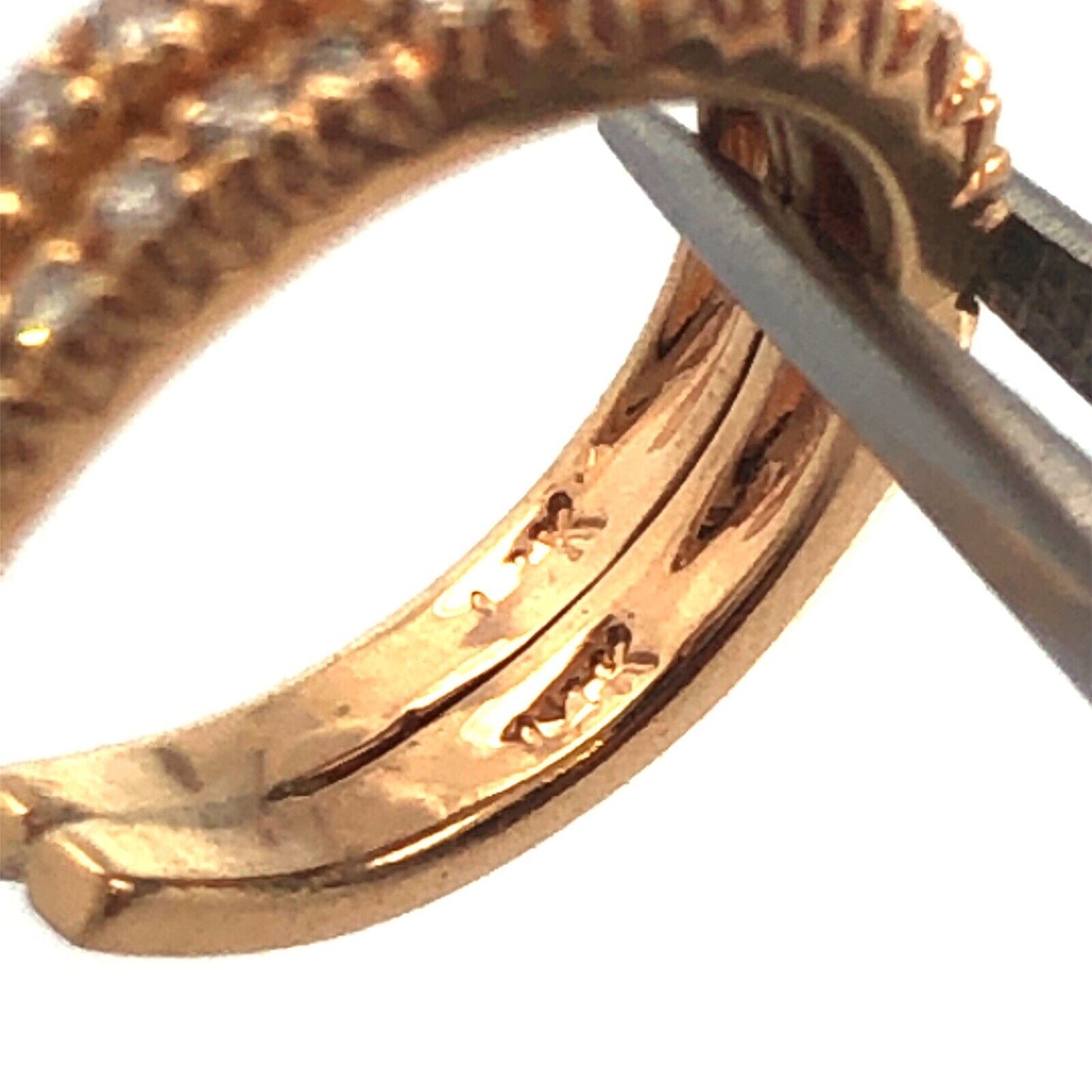Classic 14K Yellow Gold Diamond Double Elongated Open Hoop Pierced Earrings