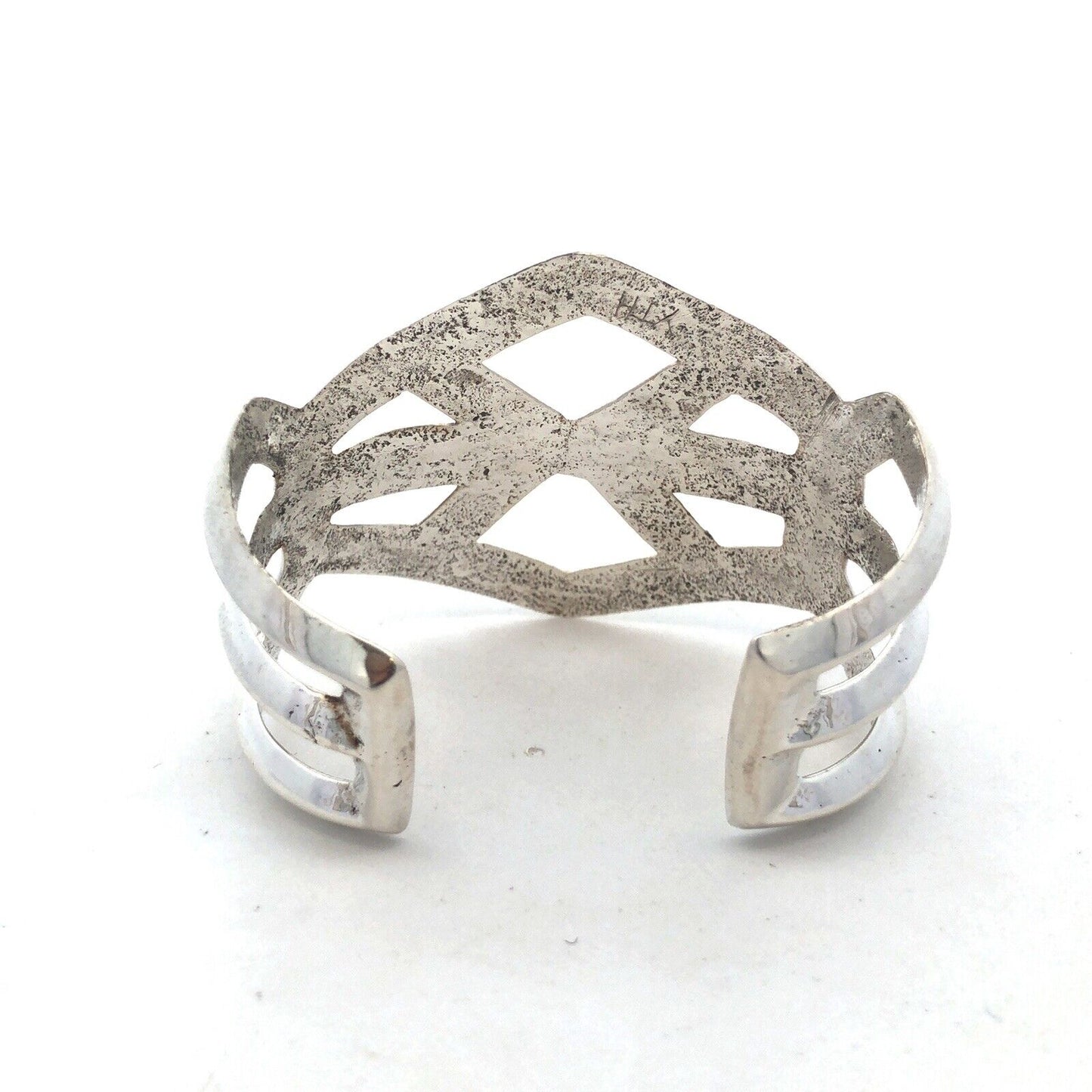 Native American YTH 925 Sterling Silver Wide Statement Open Cuff Bracelet