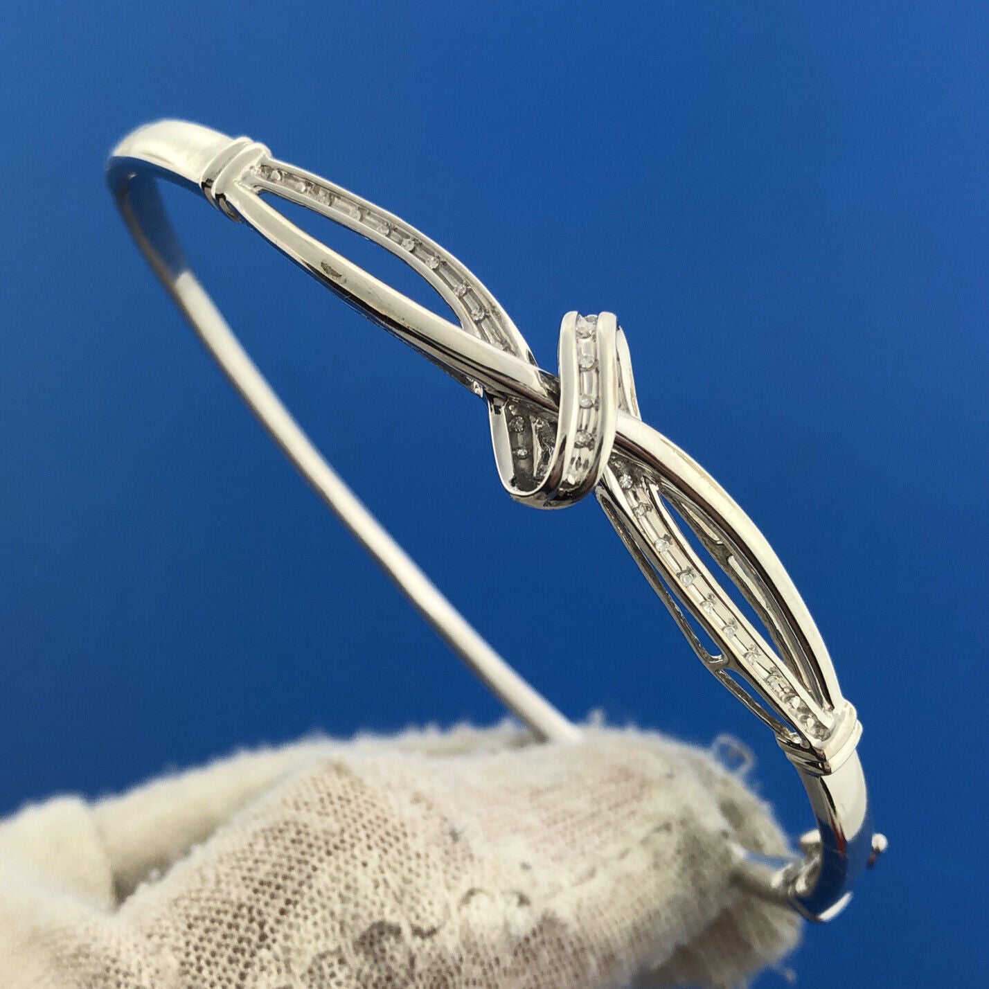 Gordon's Sterling Silver 925 Diamond Bangle Bracelet