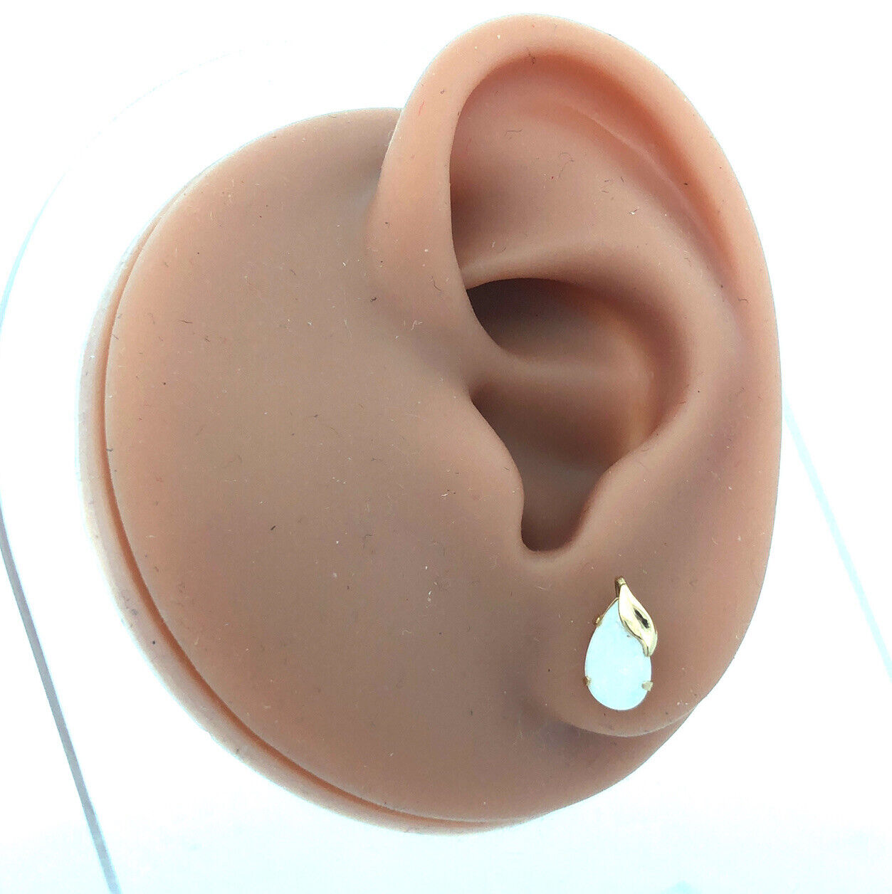 Designer 10K Yellow Gold Pear Shaped Opal Fruit Motif Stud Earrings