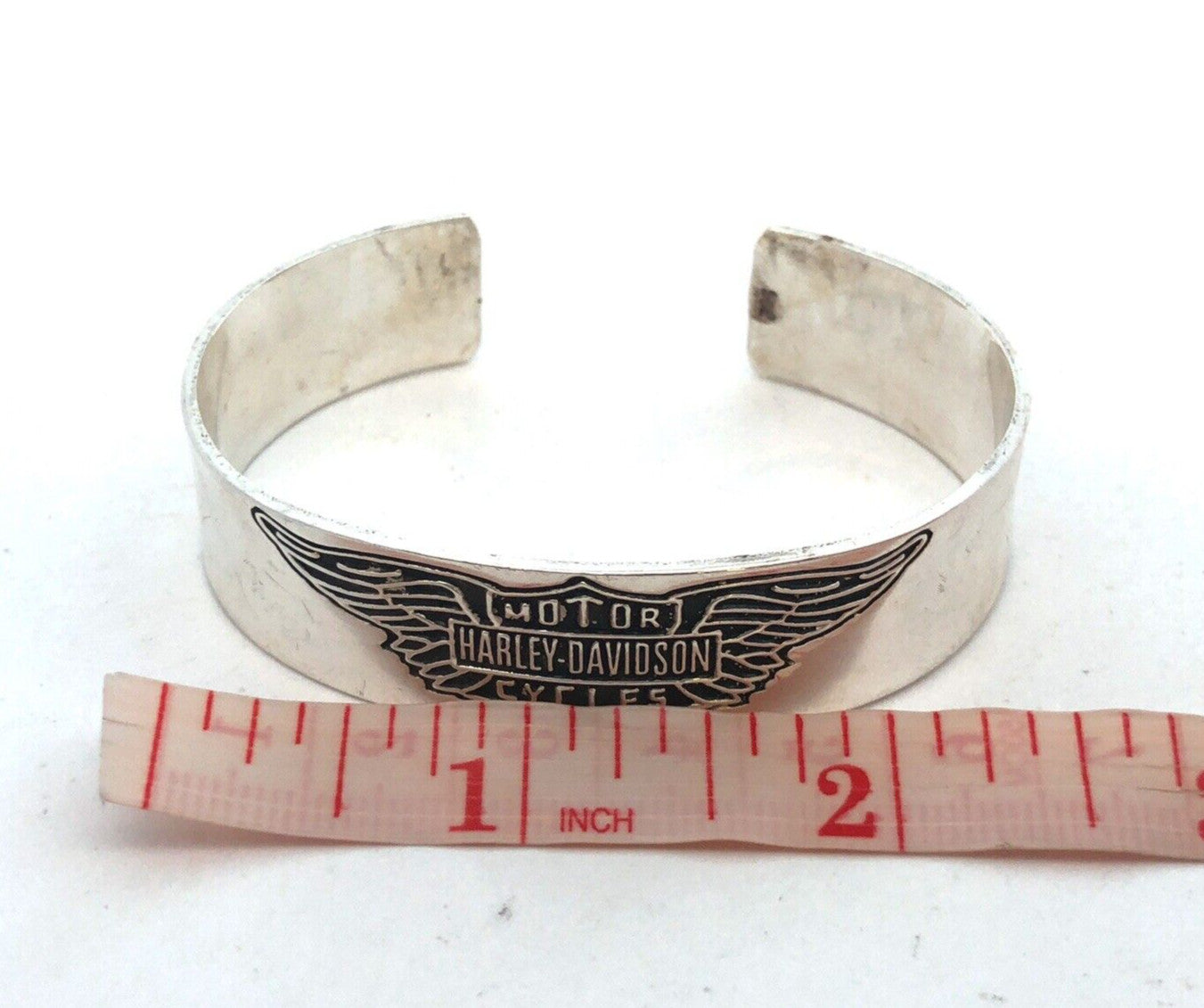 Harley Davidson Motorcycles 925 Sterling Silver Oval Open Cuff Bracelet
