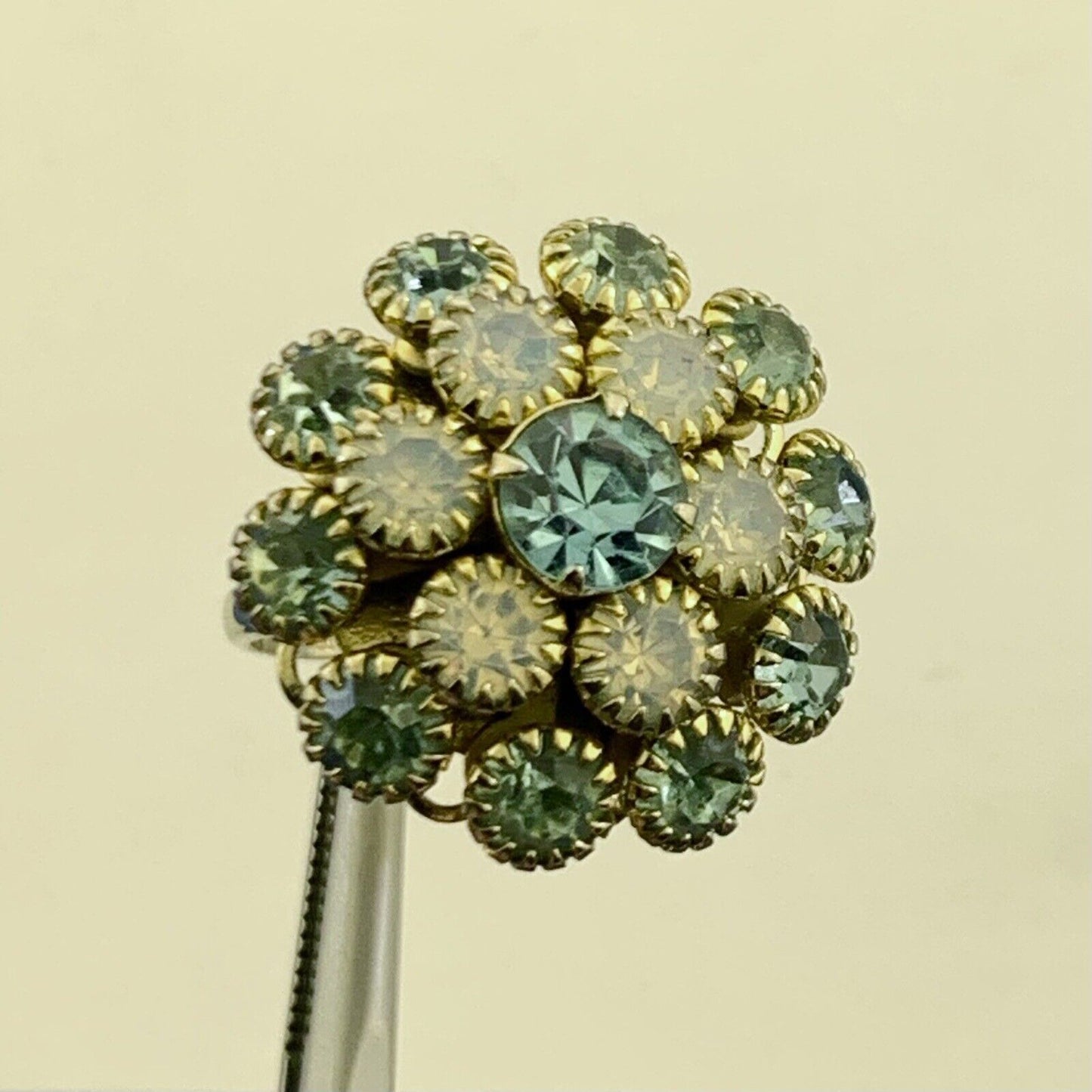 Joseph Esposito ESPO 925 Sterling Silver Vermeil Blue Cubic Zirconia Flower Ring