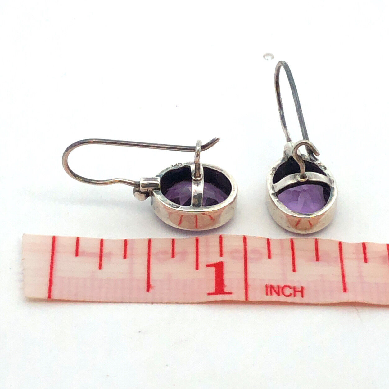 Designer 925 Sterling Silver Oval Purple Amethyst Hook Dangle Earrings