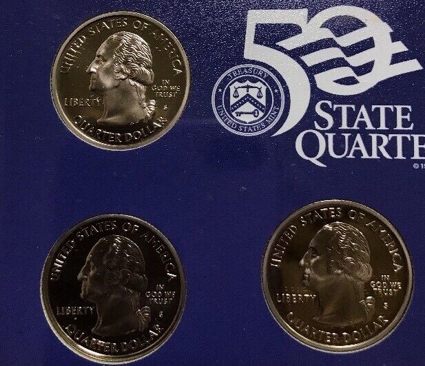 2002 S United States Mint Proof State Quarters Set 5 Coin Set w/ Box/COA