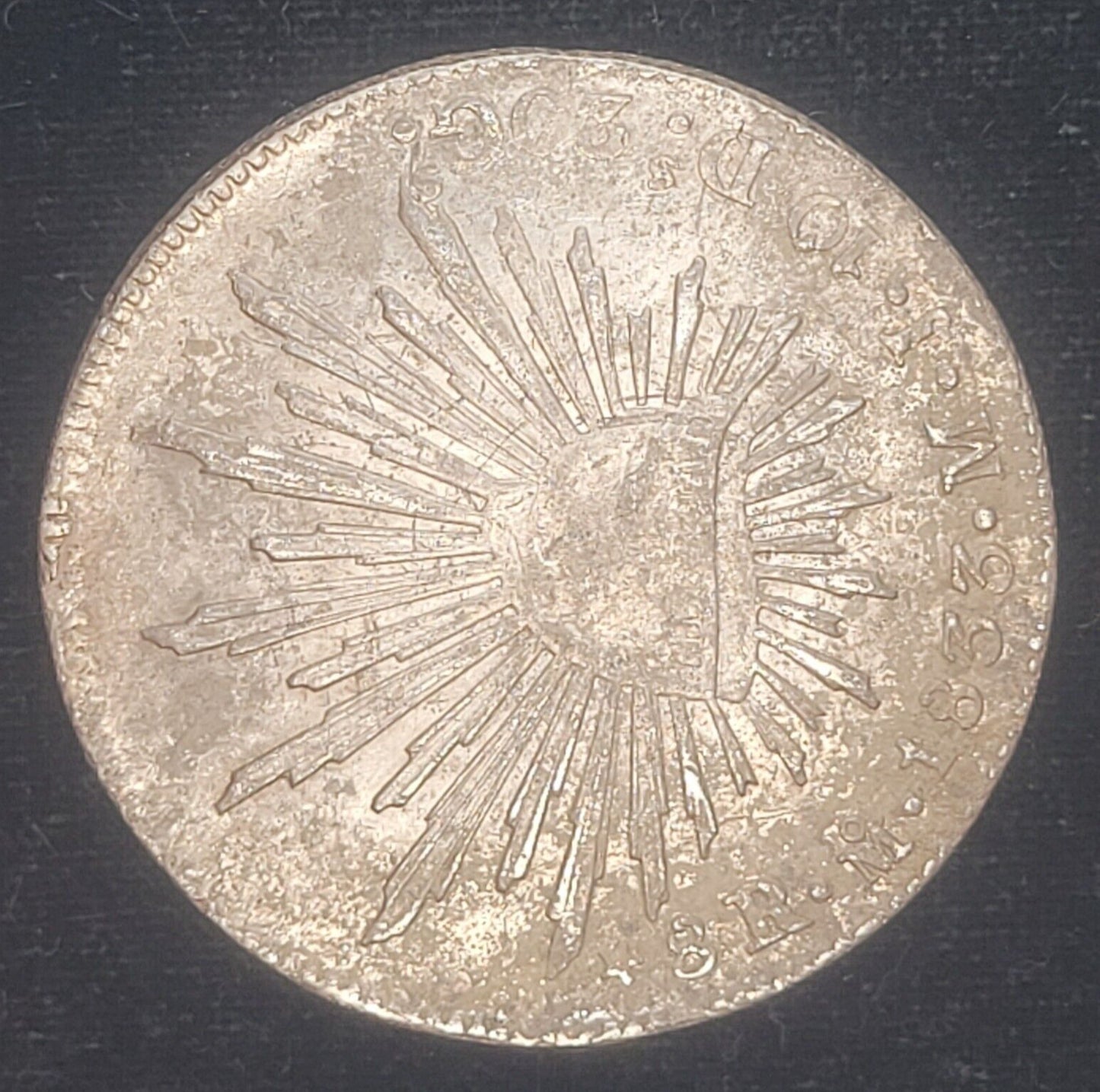 1833 Mo 8R Mexican Mint Mexico M.J. .903 Silver Milled Cap & Rays Libertad Coin