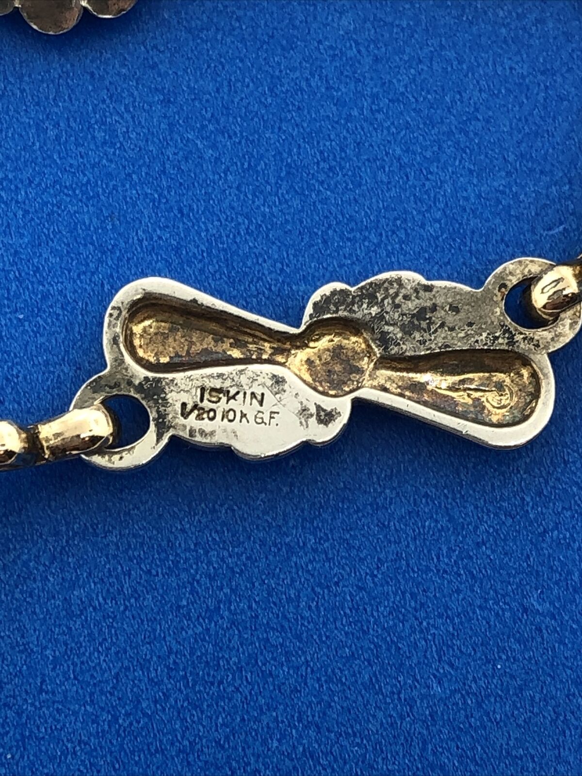 Vintage Designer Harry Iskin Gold Filled Green Rhinestone Floral Tennis Bracelet