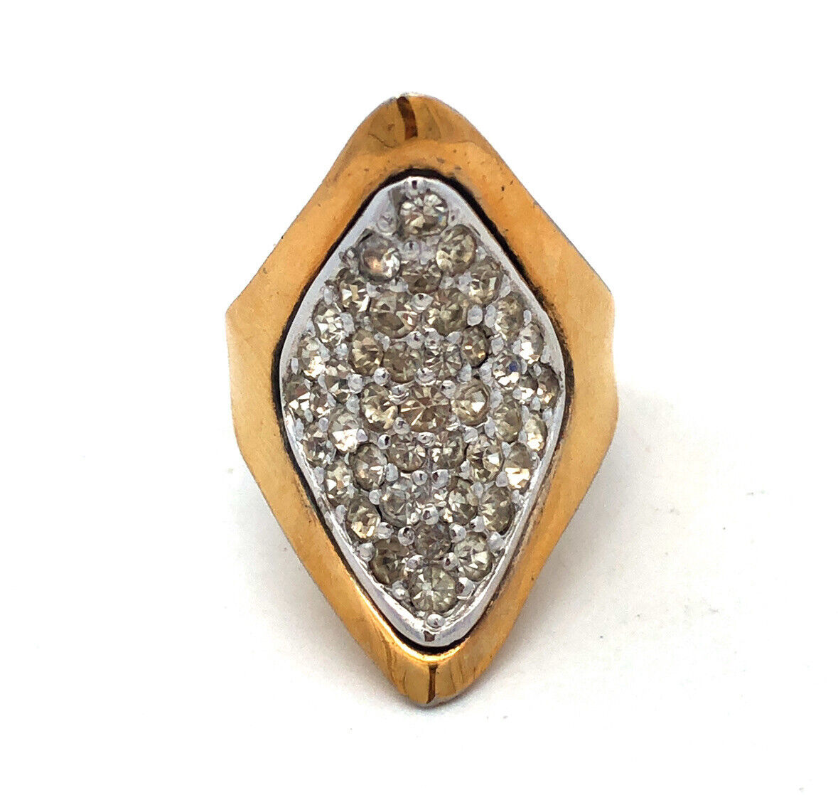 925 Sterling Silver Vermeil Designer Panetta Round Cubic Zirconia Modernist Ring