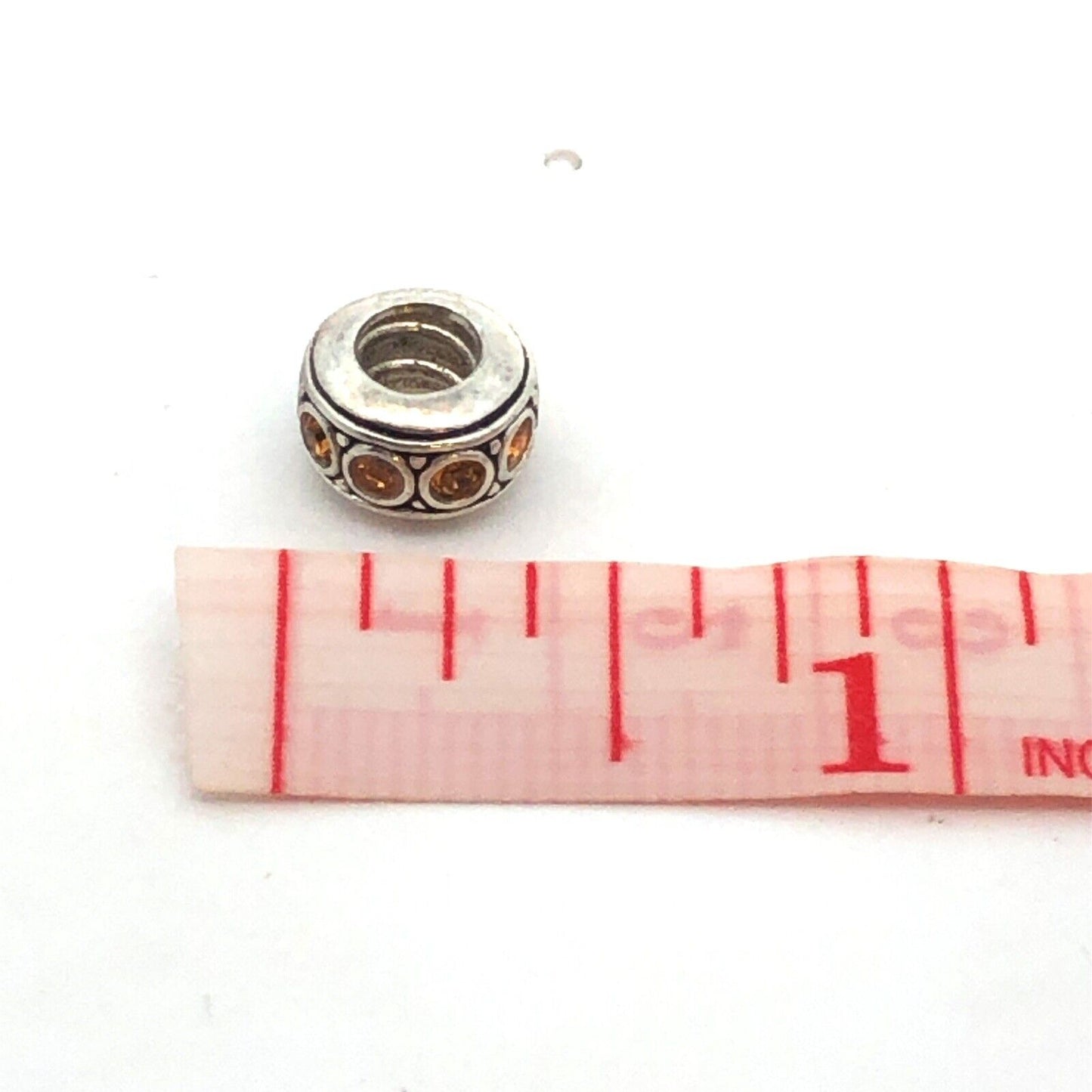 Designer Chamilia 925 Sterling Silver Round Orange Cubic Zirconia Spacer Charm