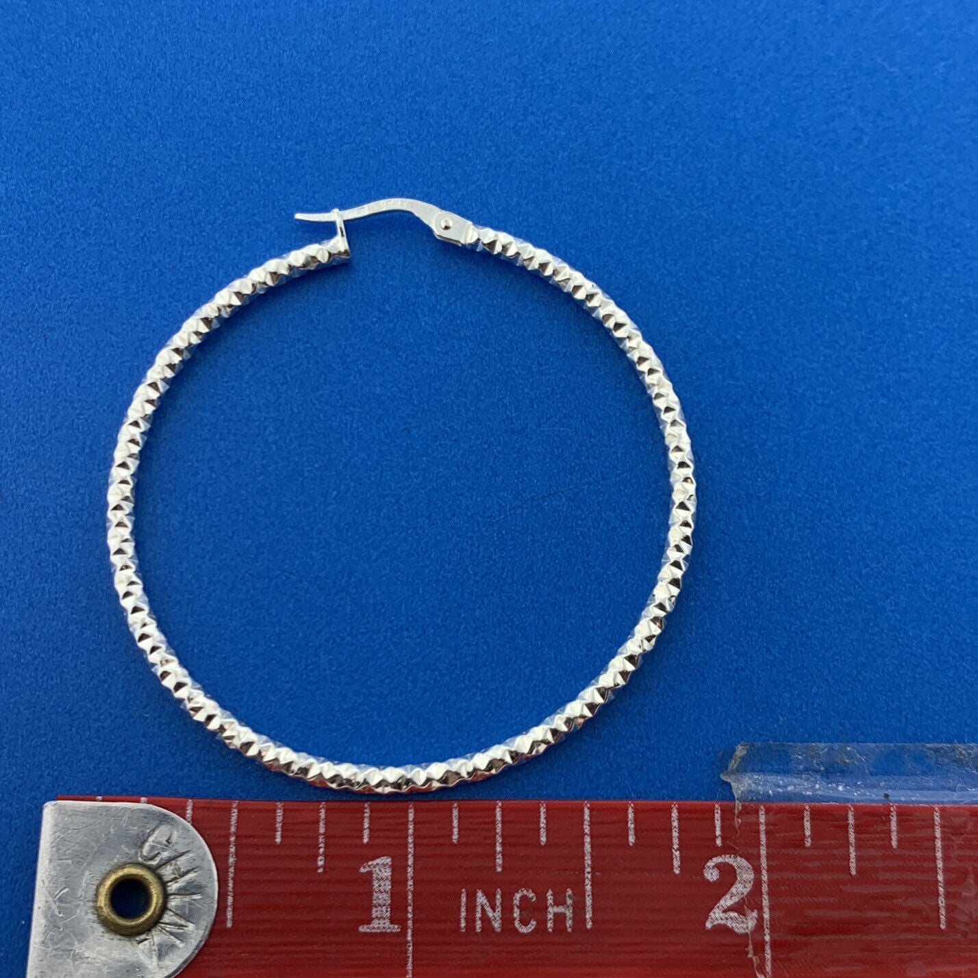 Designer Italy 925 Sterling Silver Classic Chic Fancy Etched Large Hoop Earrings