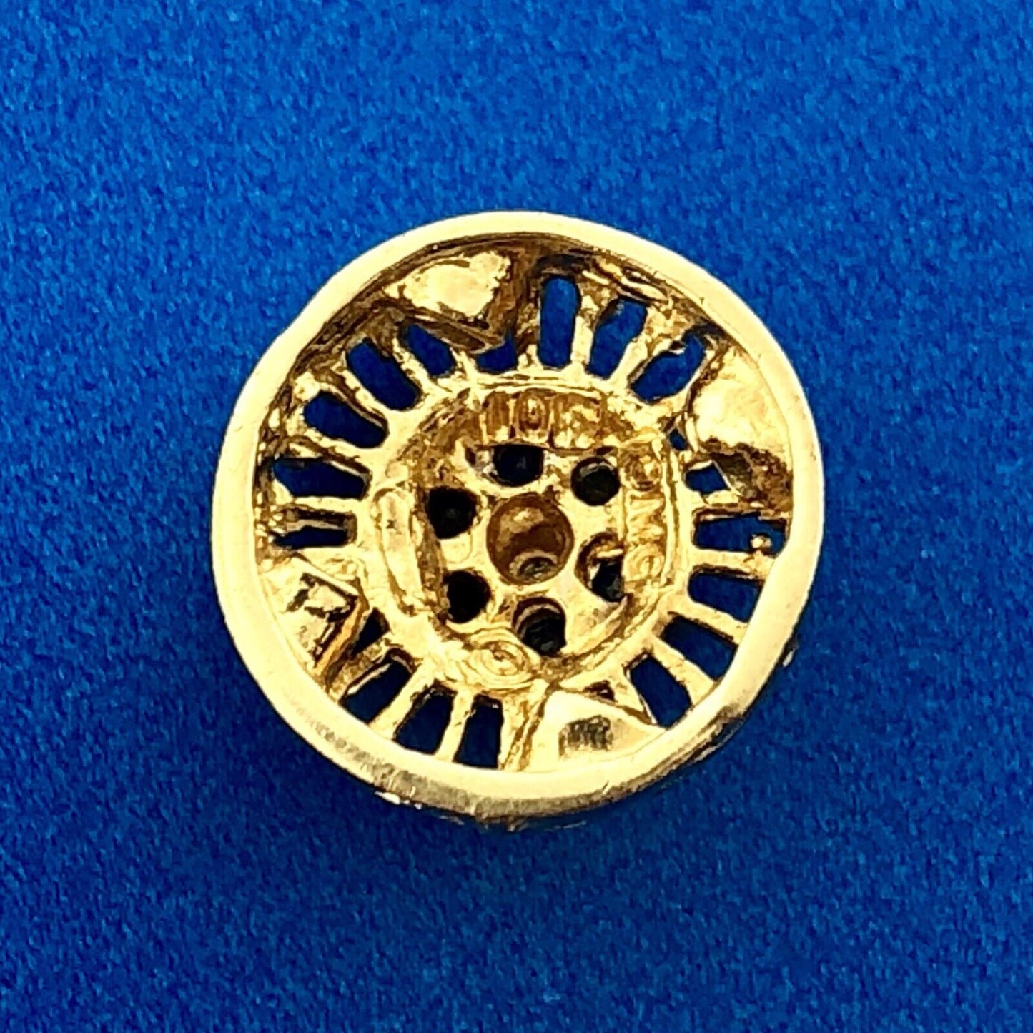 Designer OMG 10K Yellow Gold Blue Sapphire Cluster Slide Charm Diamond Accent