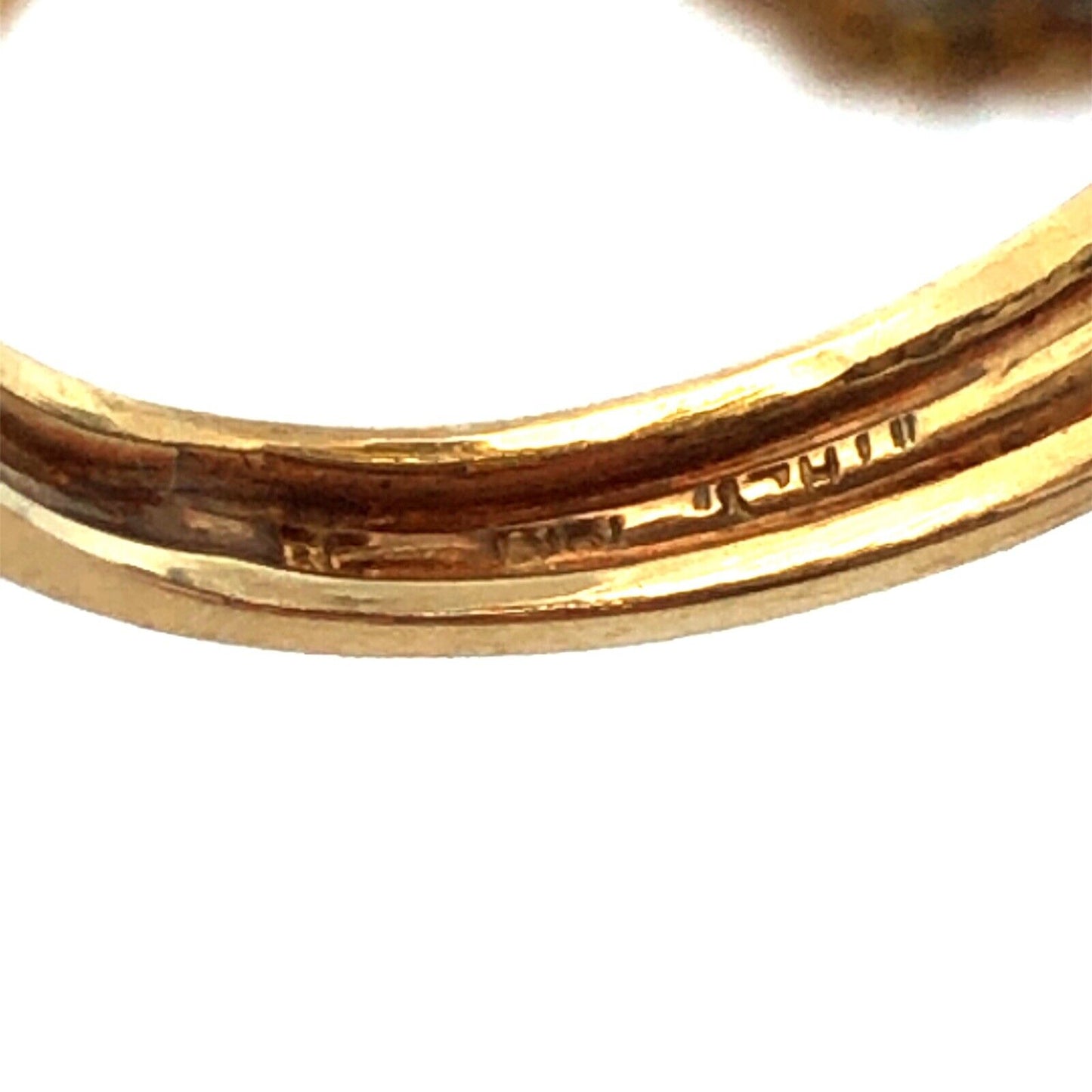 Vintage 10K Yellow Gold White Topaz Dome Cocktail Statement Ring