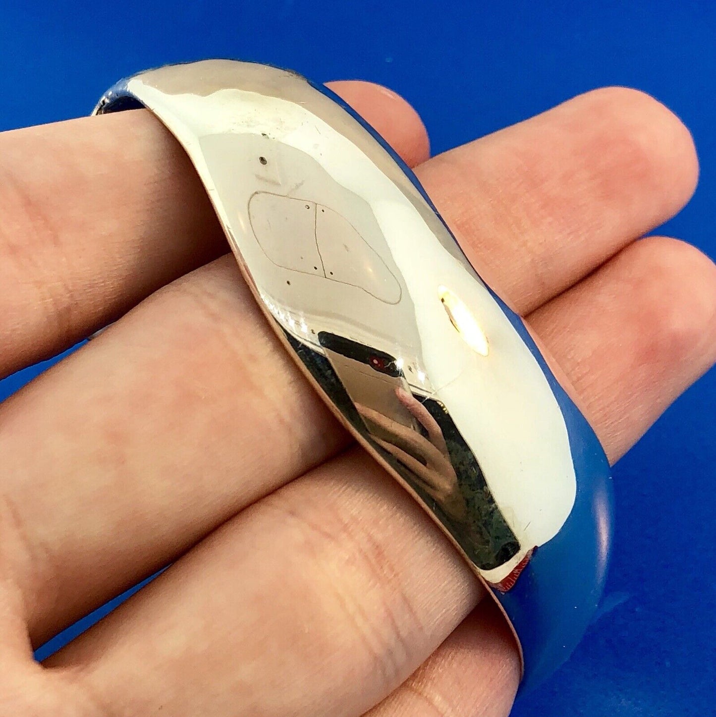 Taxco Los Ballesteros 925 Sterling Silver Modernist Polished Wave Cuff Bracelet