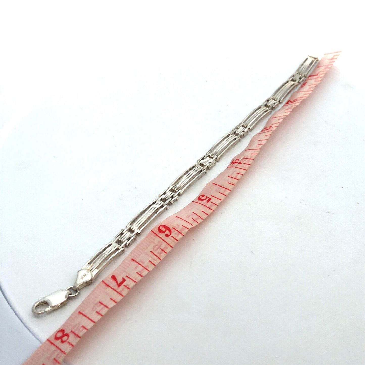 925 Sterling Silver Estate Italy Texture Panel Layering Chain Bracelet