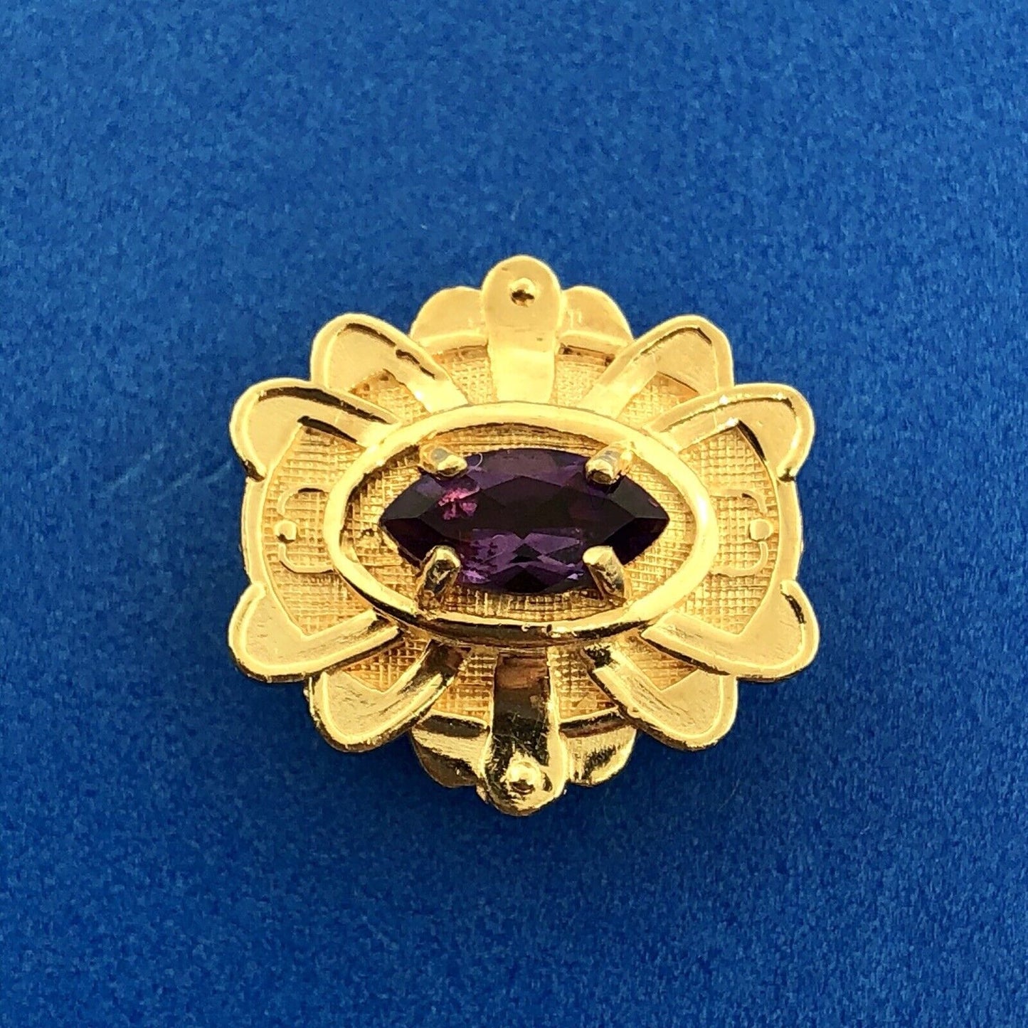 Designer 14K Yellow Gold Amethyst Solitaire Oval Scroll Slide Charm For Bracelet